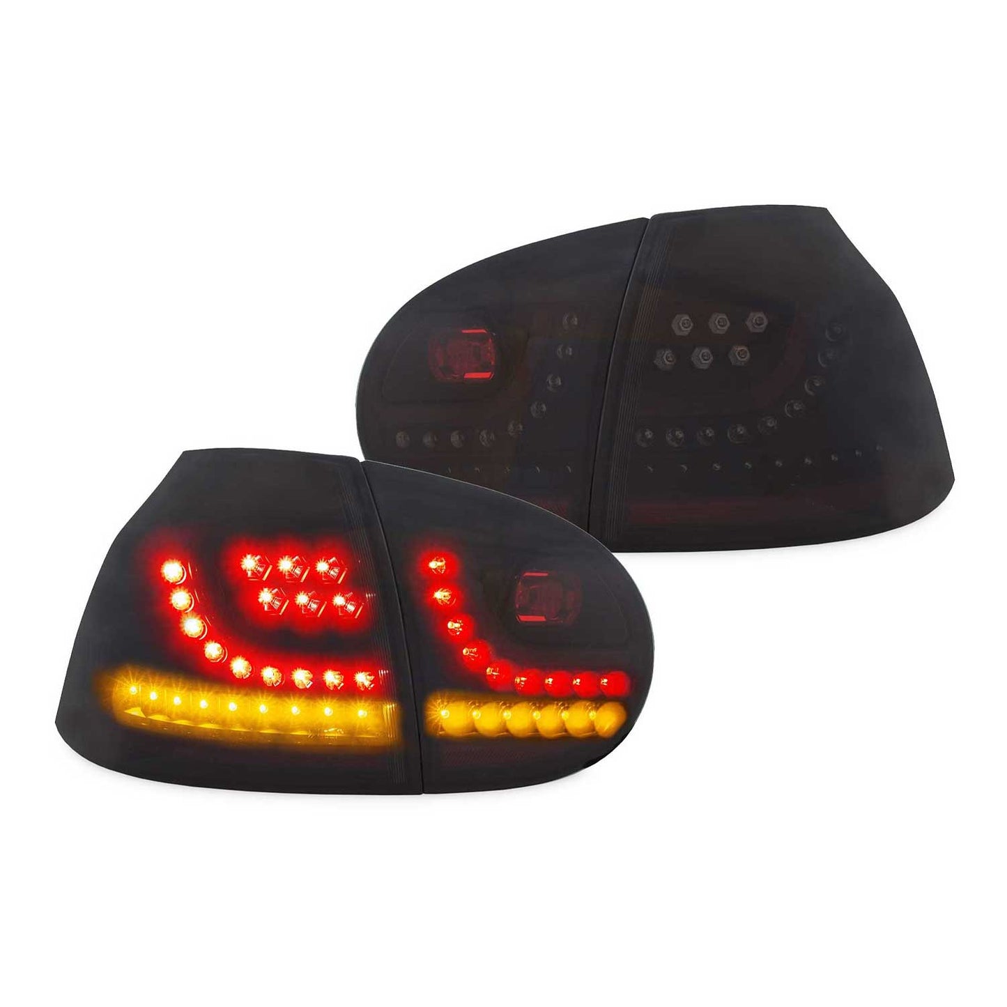 JOM LED Rückleuchten für VW Golf MK5 2003-2008 mit Dynamik-Blinker schwarz 4tlg OMAC DE