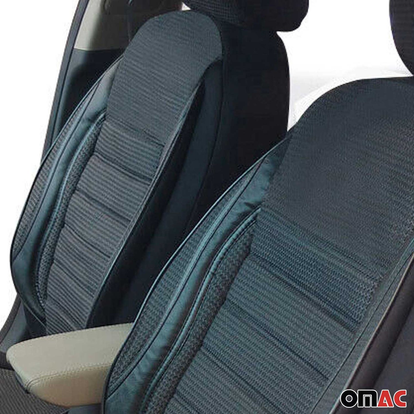 Schonbezüge Sitzbezüge für Ford Transit 2000-2024 Grau Schwarz 2 Sitz Vorne Satz OMAC DE