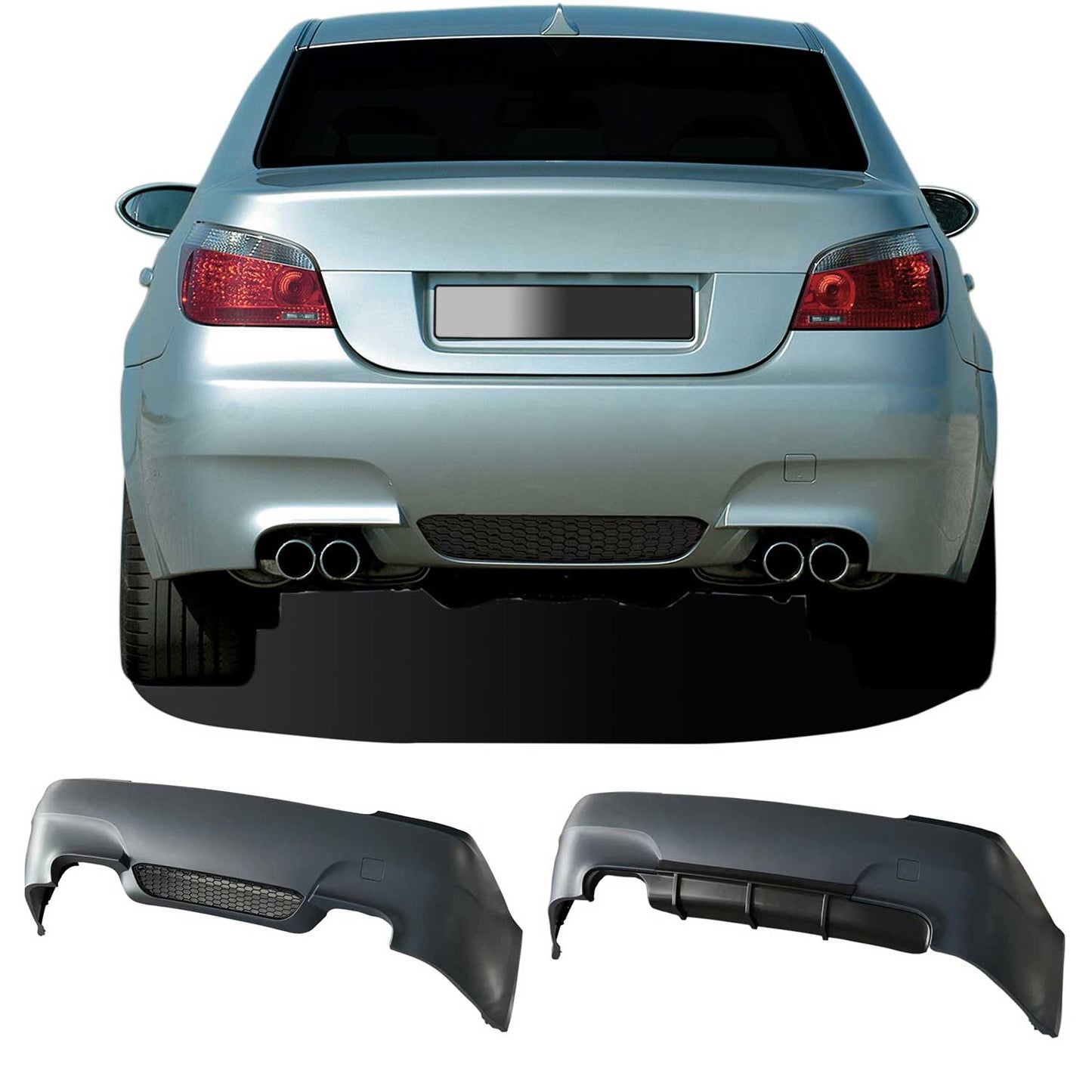 JOM Heckstoßstange für BMW E60 2003-2010 Schwarz 4tlg OMAC DE