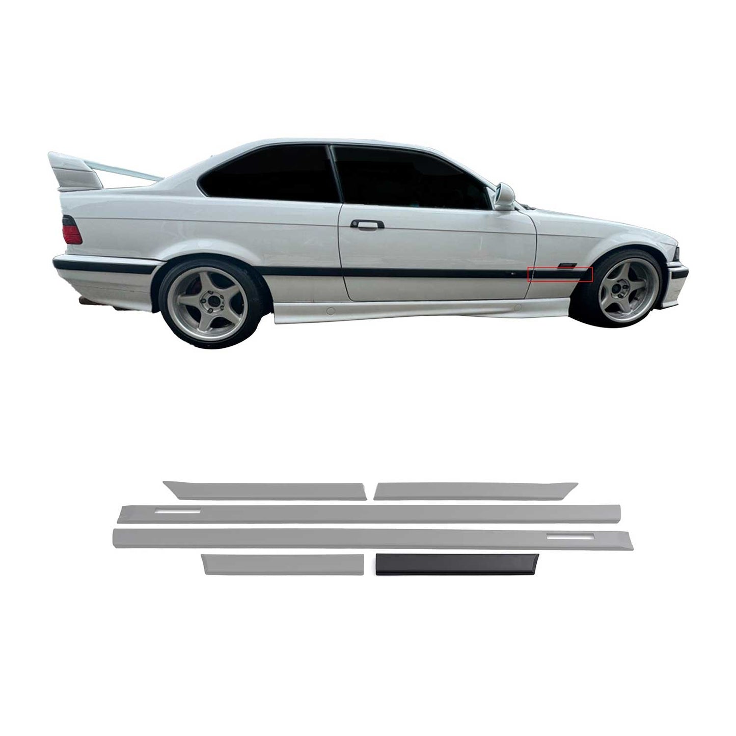 JOM Seitenleisten Türleisten für BMW 3er E36 Coupe Cabrio schwarz 6tlg OMAC DE