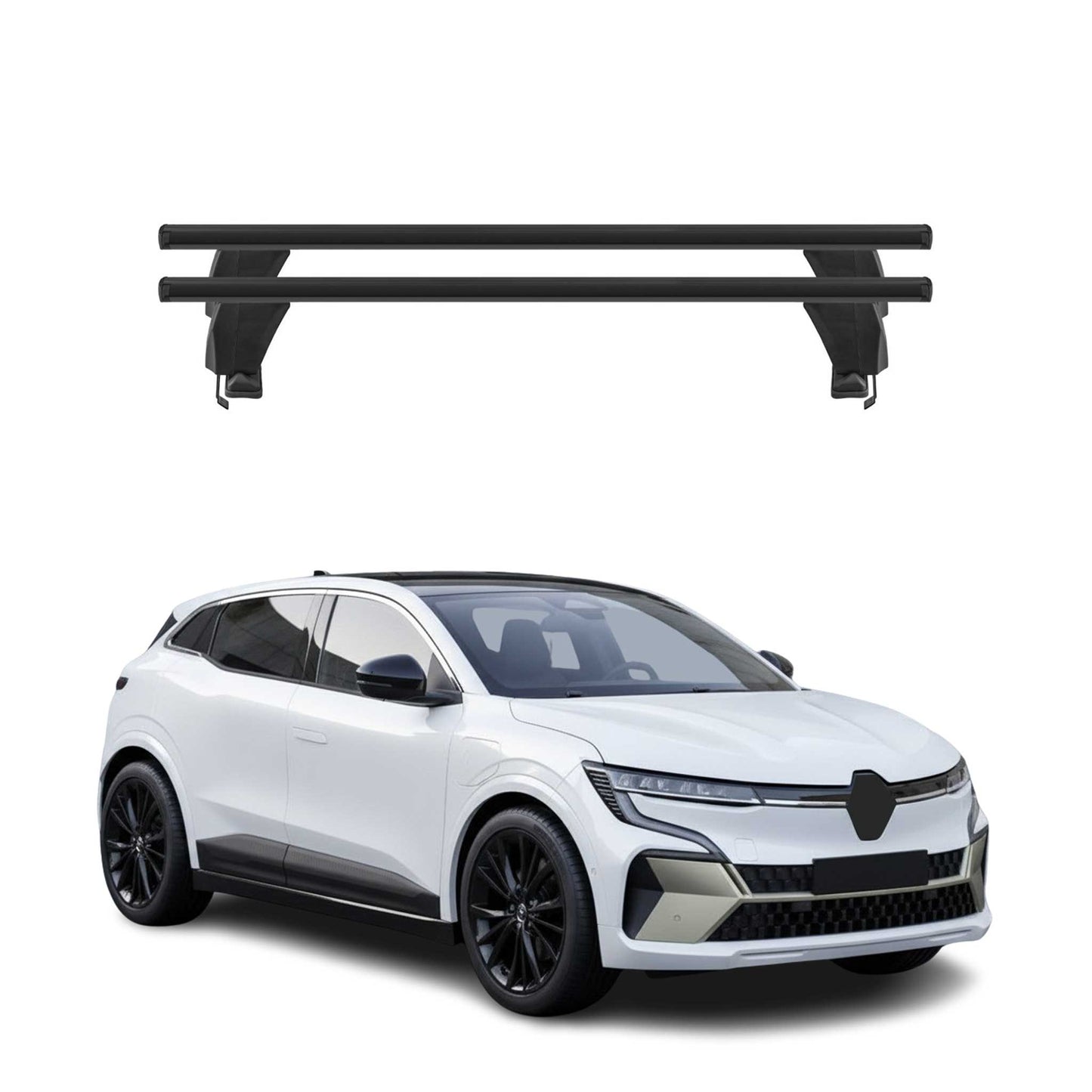 Menabo Dachträger Grundträger für Renault Megane E-Tech 2021-2025 Alu Schwarz 2x OMAC DE