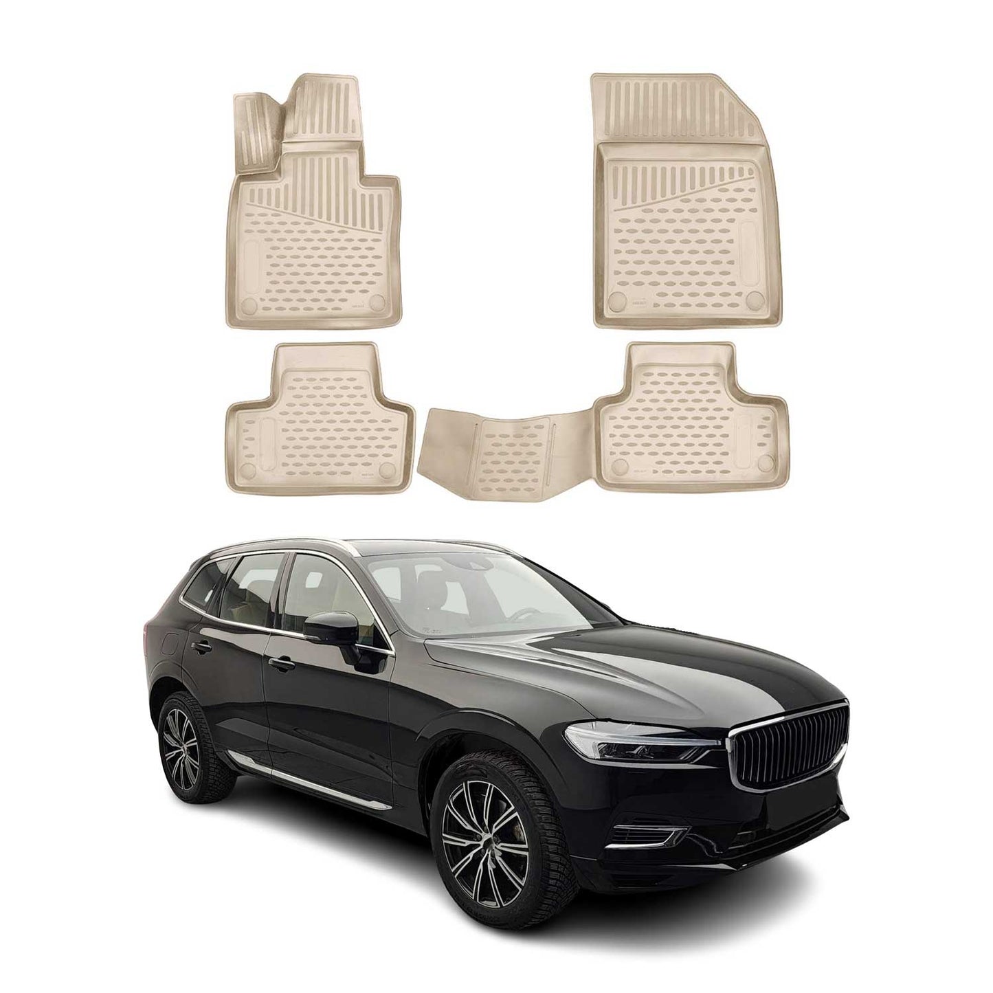 OMAC Gummimatten Fußmatten für Volvo XC60 2017-2025 TPE Automatten Beige 4tlg OMAC DE