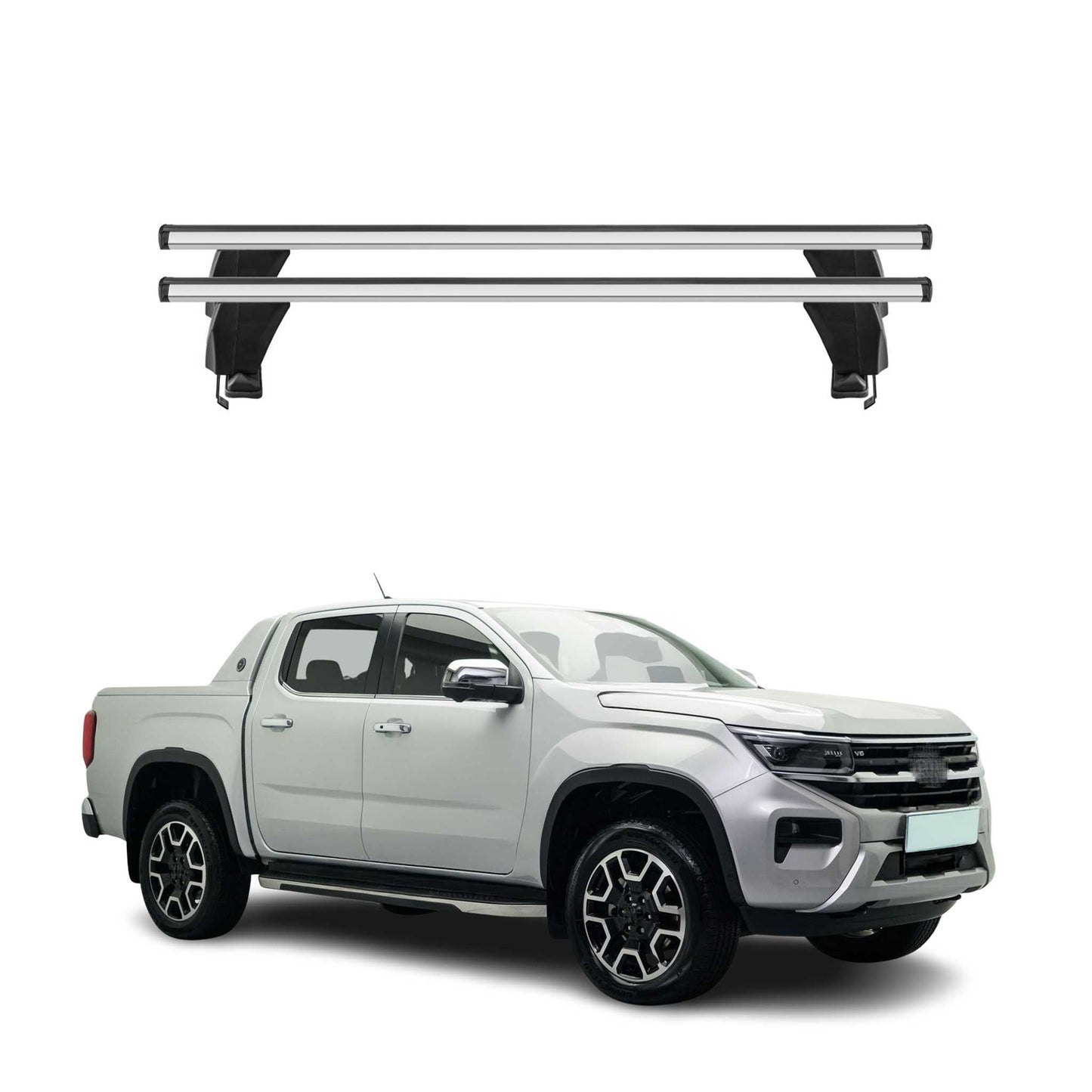 Menabo Dachträger Grundträger für VW Amarok mk2 2022-2025 Alu Grau 2tlg OMAC DE