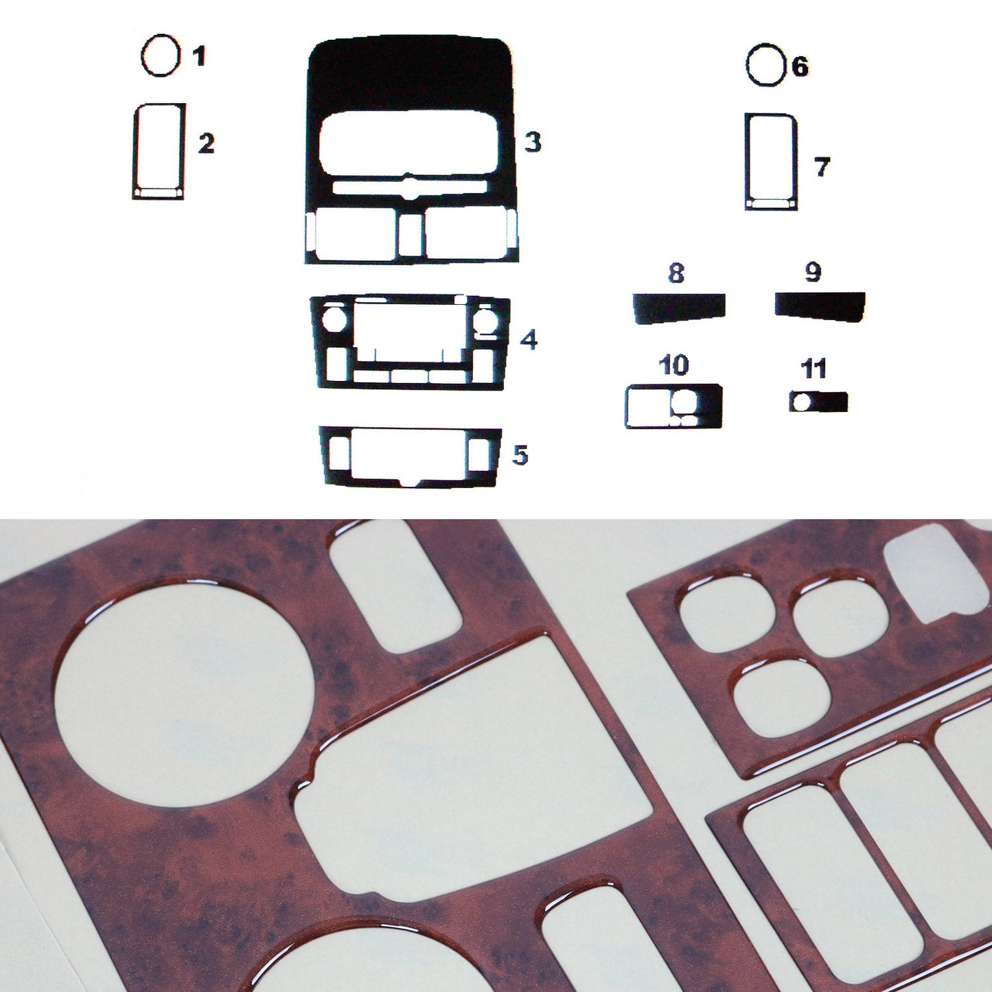 Innenraum Dekor Cockpit für Toyota Avensis 2003-2008 Wurzelholz Optik 11tlg OMAC DE