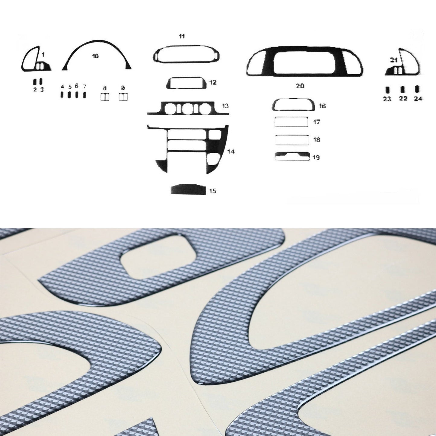 Innenraum Dekor Cockpit für Mercedes Sprinter 2000-2006 Carbon Optik 24tlg OMAC DE