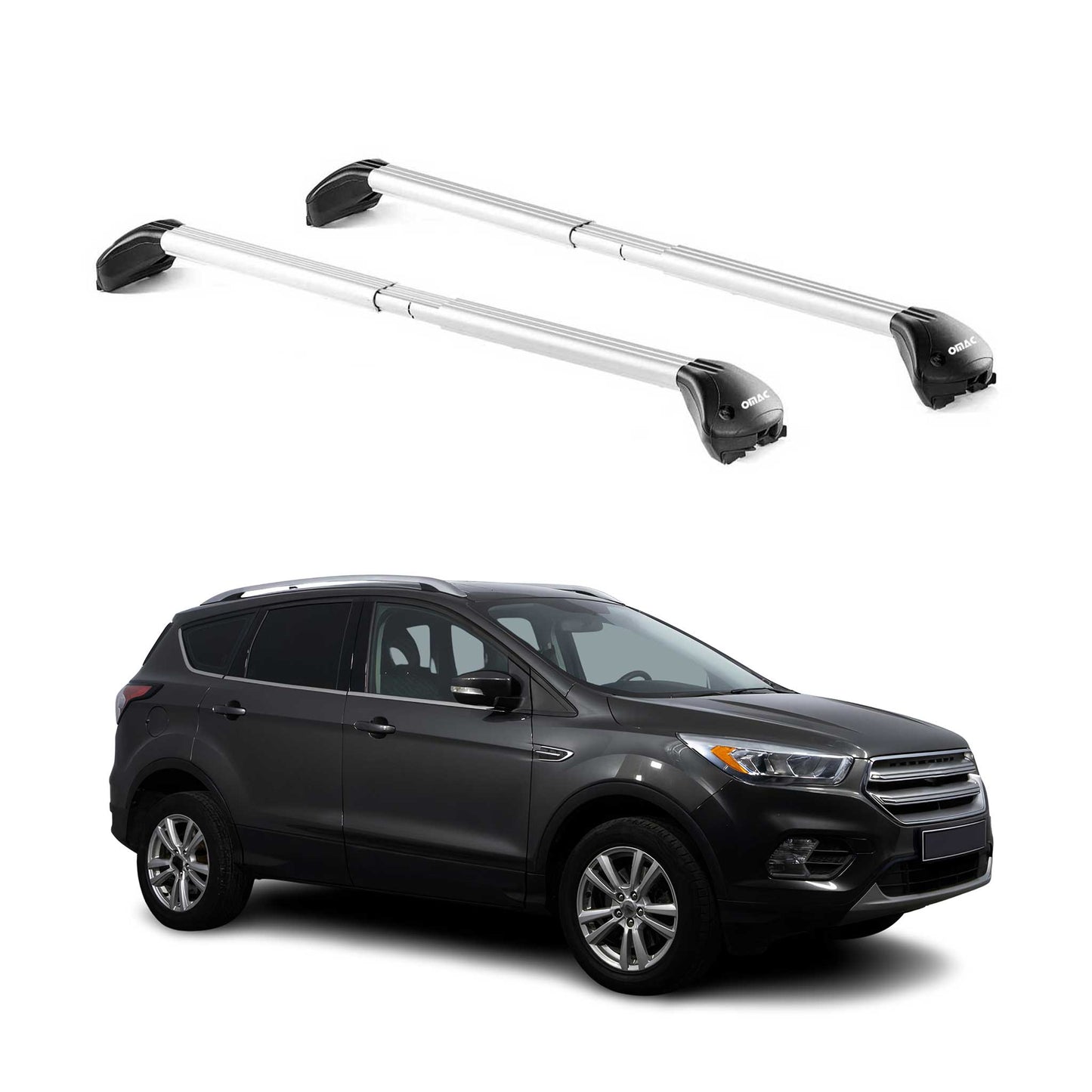 Dachträger Grundtäger für Ford Kuga mk3 2013-2019 5 tür 100kg Alu Silber 2x ABE OMAC DE