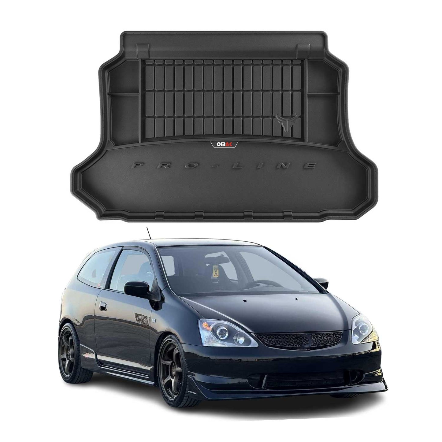 OMAC Gummi Kofferraumwanne für Honda Civic VII 2000-2005 Schrägheck TPE Schwarz OMAC DE