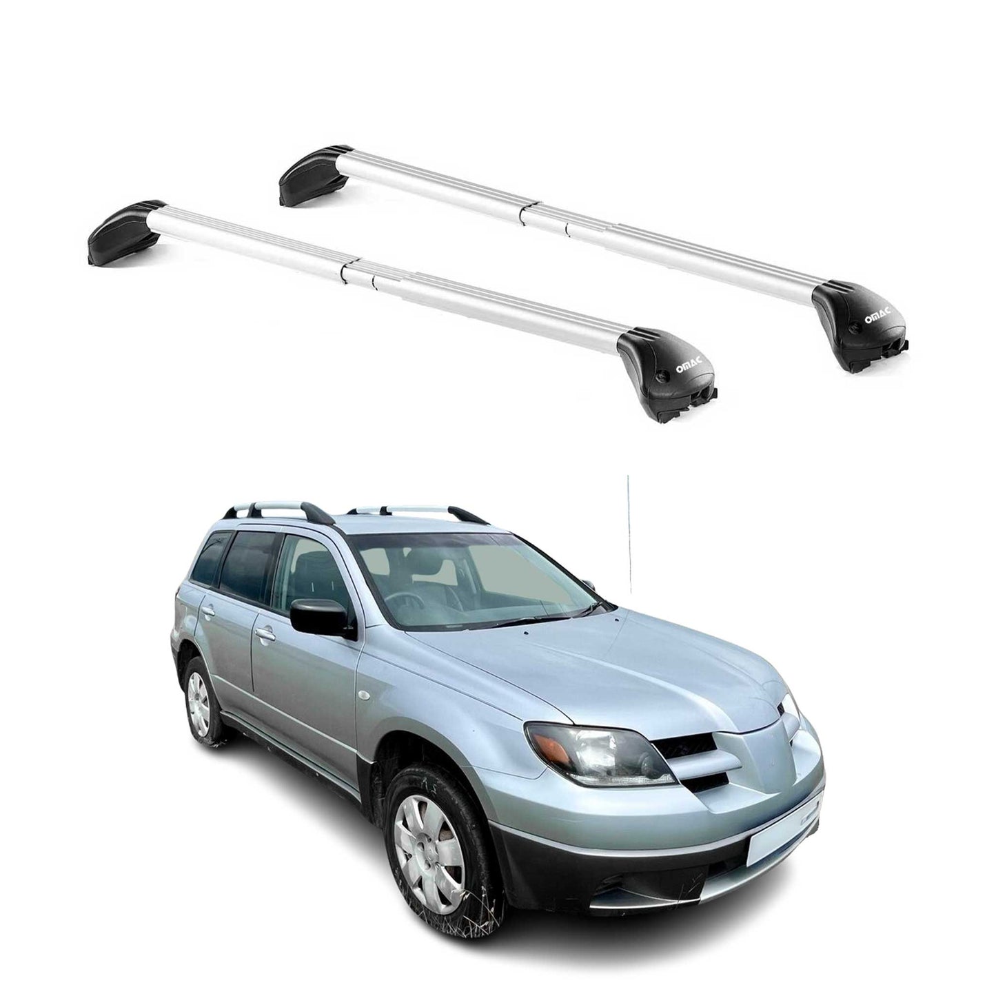 Dachträger Grundtäger für Mitsubishi Outlander 2004-2006 100kg Alu Silber 2x ABE OMAC DE