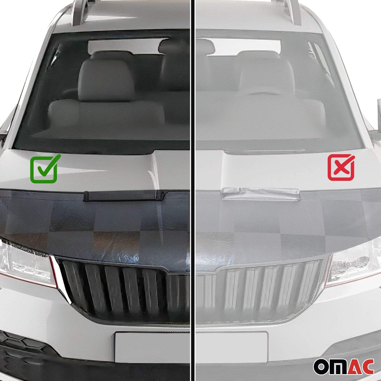 Haubenbra Steinschlagschutz Bonnet Bra für Ford Kuga I 2008-2012 Kariert Halb OMAC DE