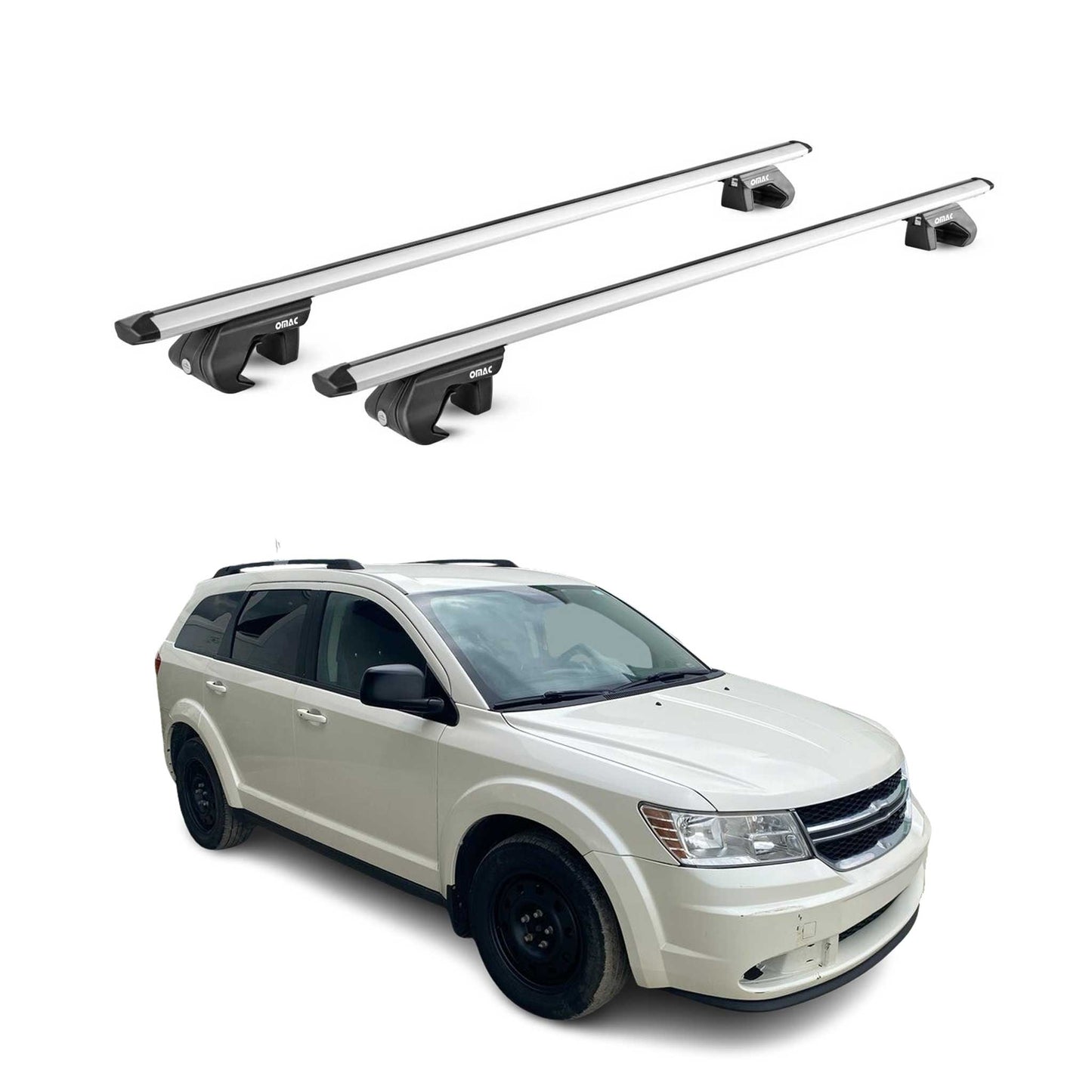 Dachträger Grundtäger für Dodge Journey 2008-2011 5 tür 90kg Alu Silber 2x ABE OMAC DE