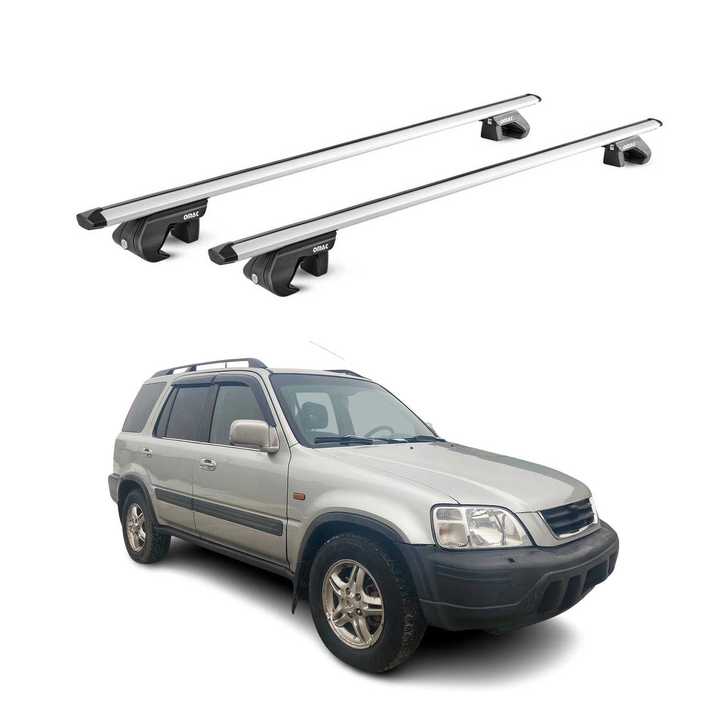 Dachträger Grundtäger für Honda CR-V mk1 1995-2001 90kg Alu Silber 2 tlg ABE OMAC DE