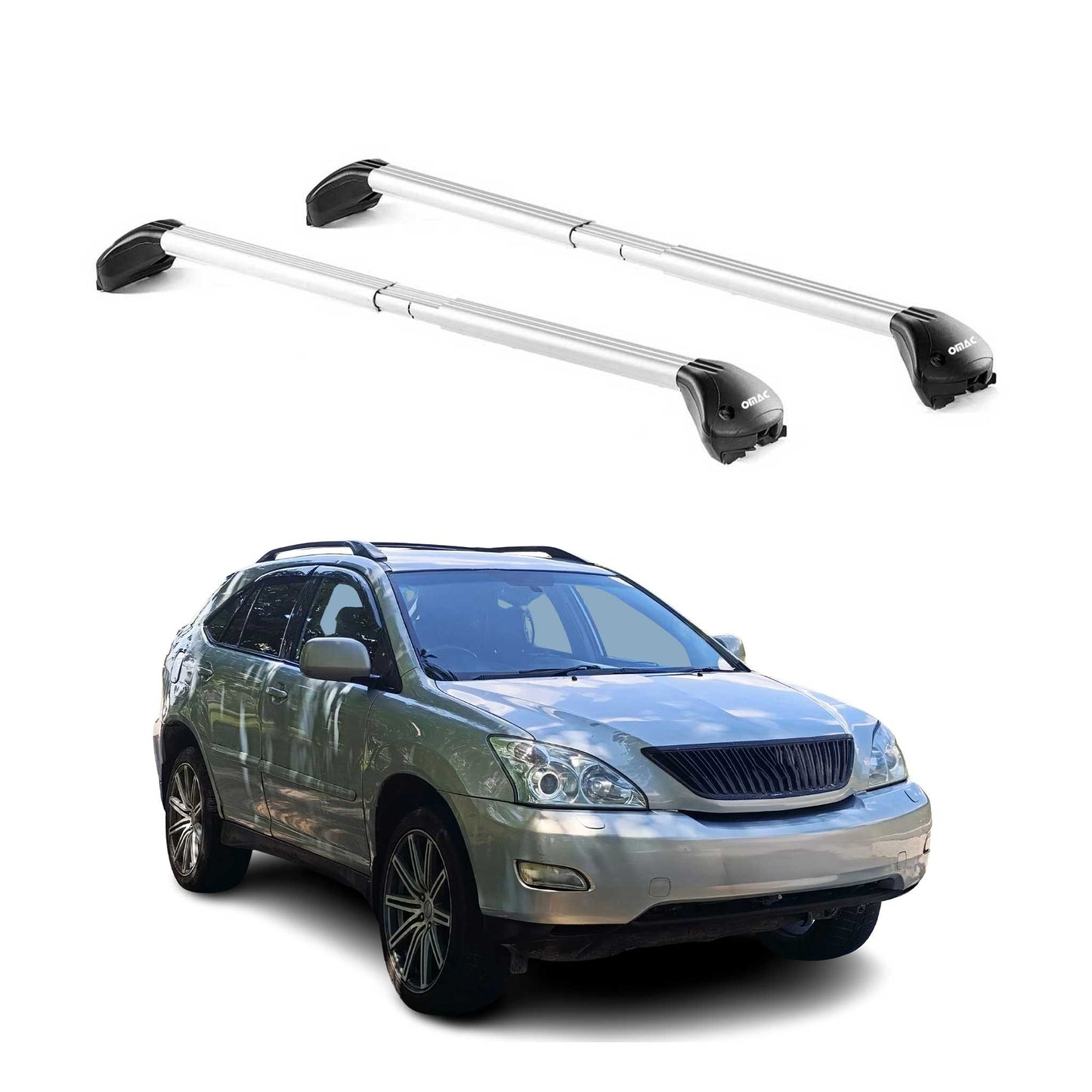 Dachträger Grundtäger für Lexus RX 2003-2015 5 tür 100kg Alu Silber 2 tlg ABE OMAC DE