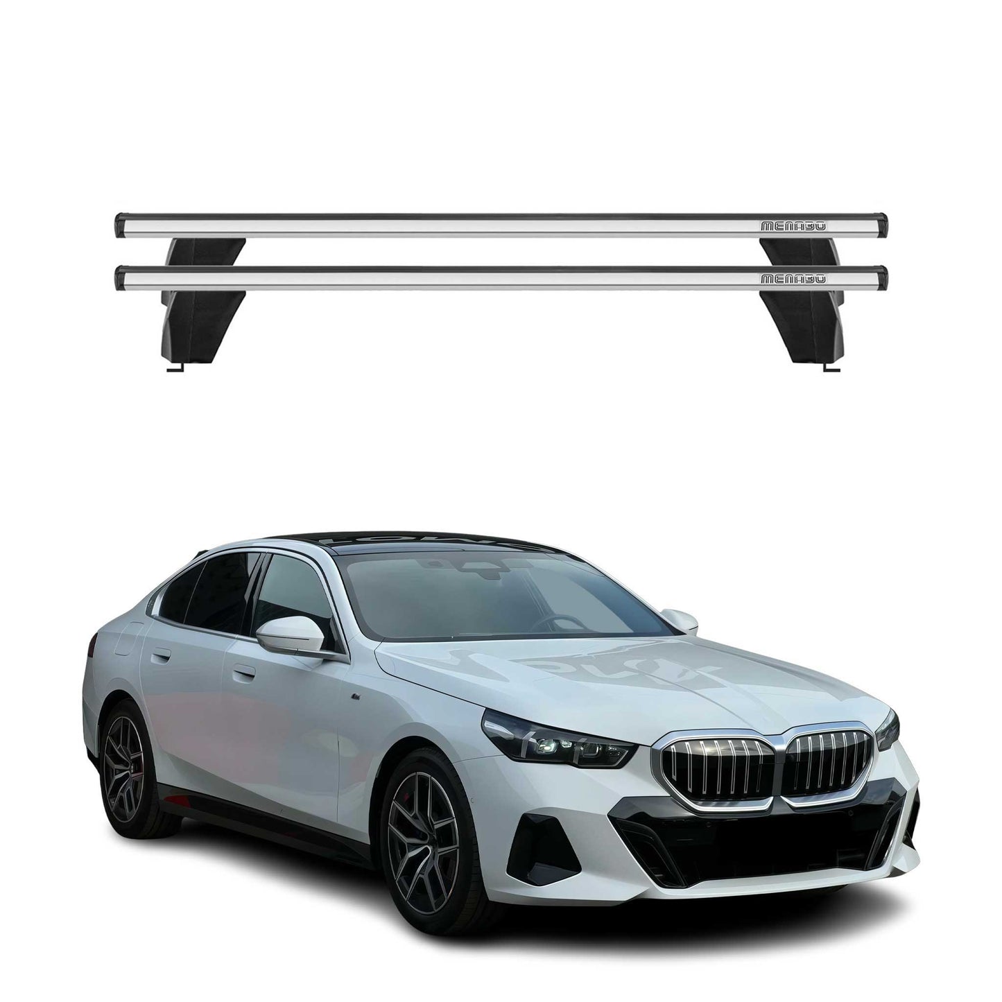 Menabo Dachträger Grundträger für BMW 5 G60 2024-2025 Alu Grau 2tlg OMAC DE