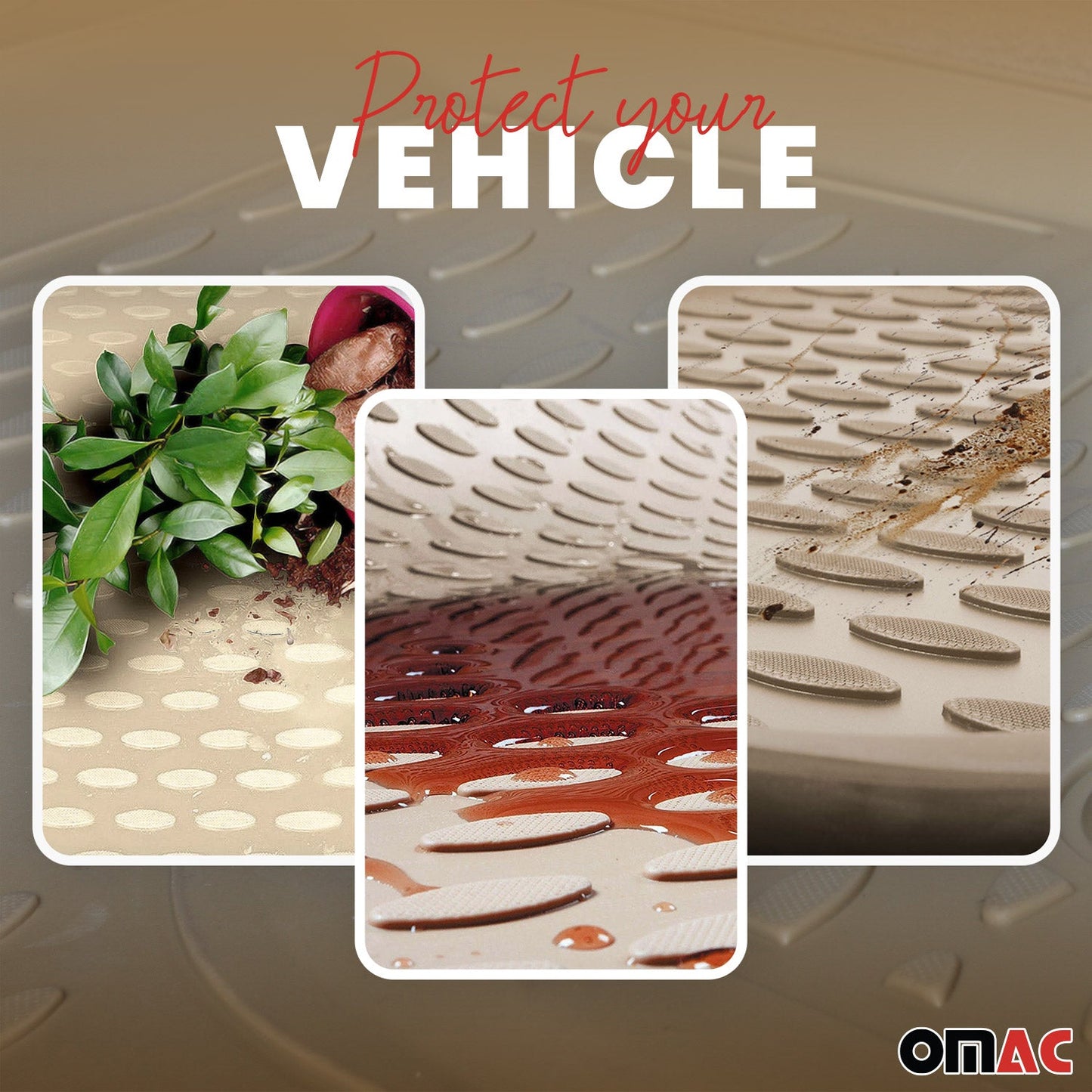OMAC Gummimatten Fußmatten für BMW 7er F02 Long 2008-2015 Automatten Beige 4tlg OMAC DE