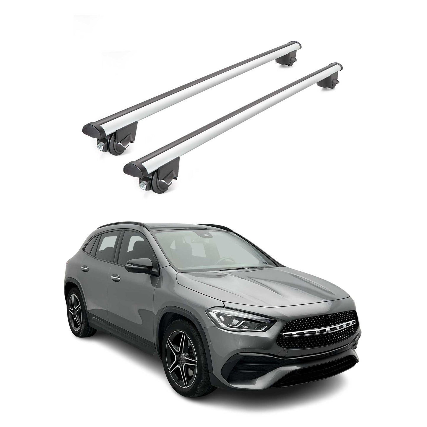 Dachträger Grundtäger für Mercedes GLA H247 2020-2025 100kg Alu Silber 2tlg ABE OMAC DE