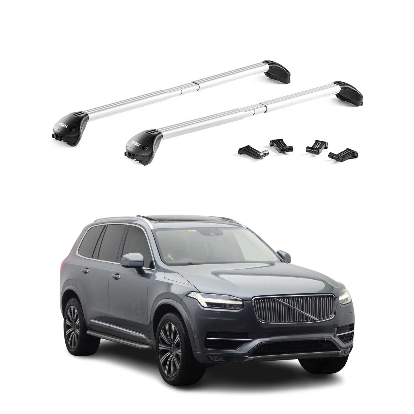 Dachträger Grundtäger für Volvo XC90 2015-2025 100kg Aluminium Silber 2x ABE OMAC DE