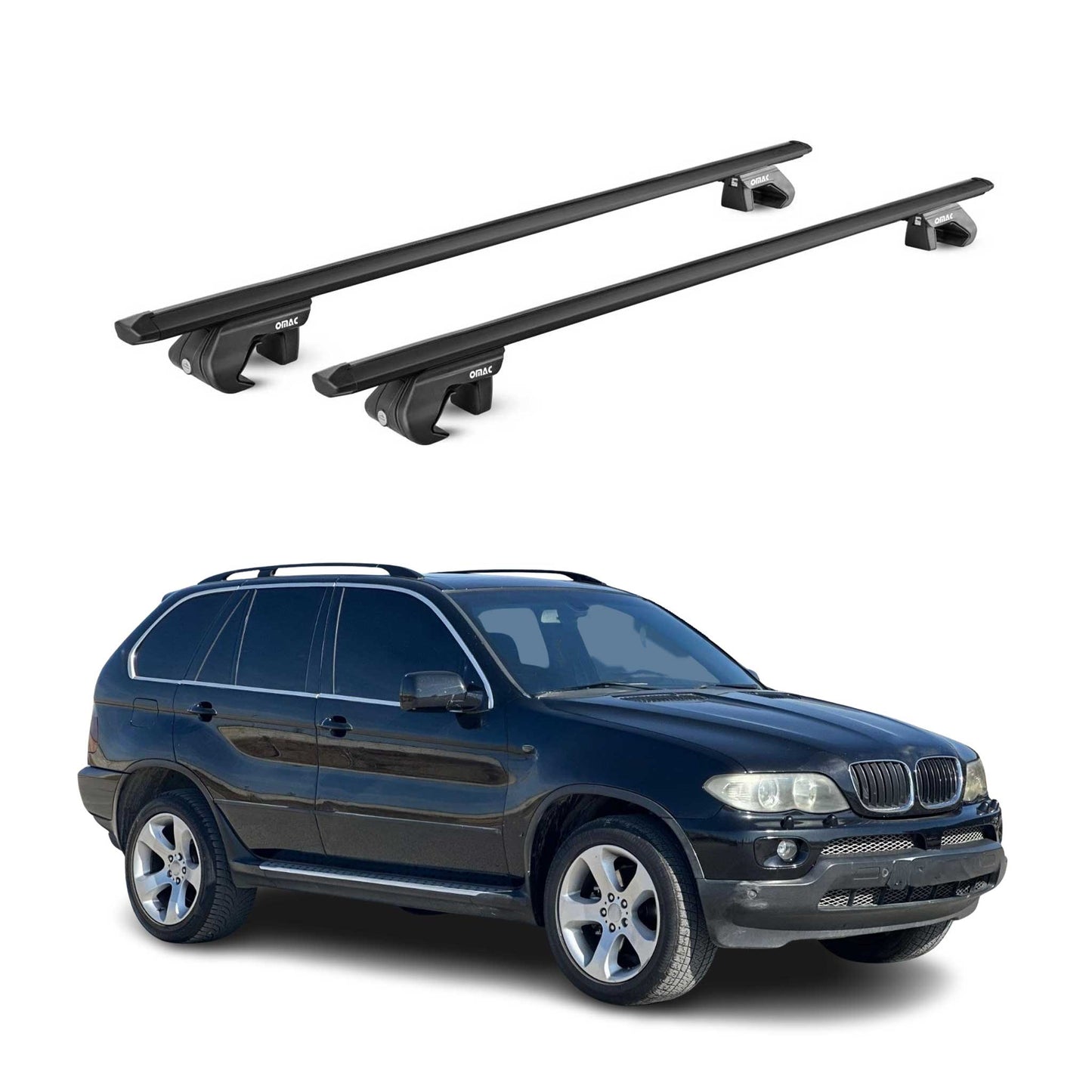 Dachträger Grundtäger für BMW X5 E53 E70 1999-2013 5 tür 90kg Alu Schwarz 2x ABE OMAC DE
