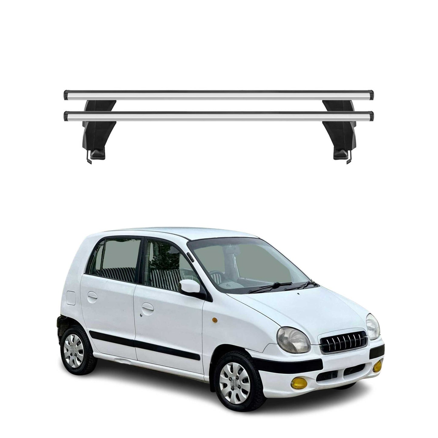 Menabo Dachträger Grundträger für Hyundai Atos Prime 1999-2008 Alu Grau 2tlg OMAC DE