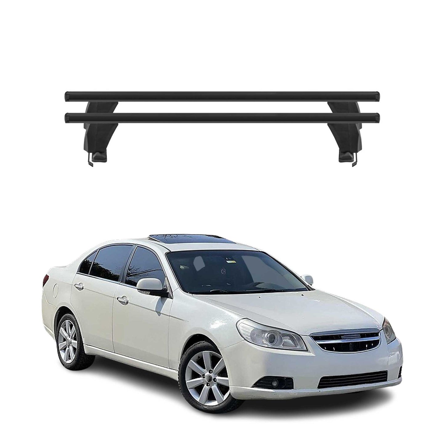 Menabo Dachträger Grundträger für Chevrolet Epica 2005-2011 Alu Schwarz 2tlg OMAC DE