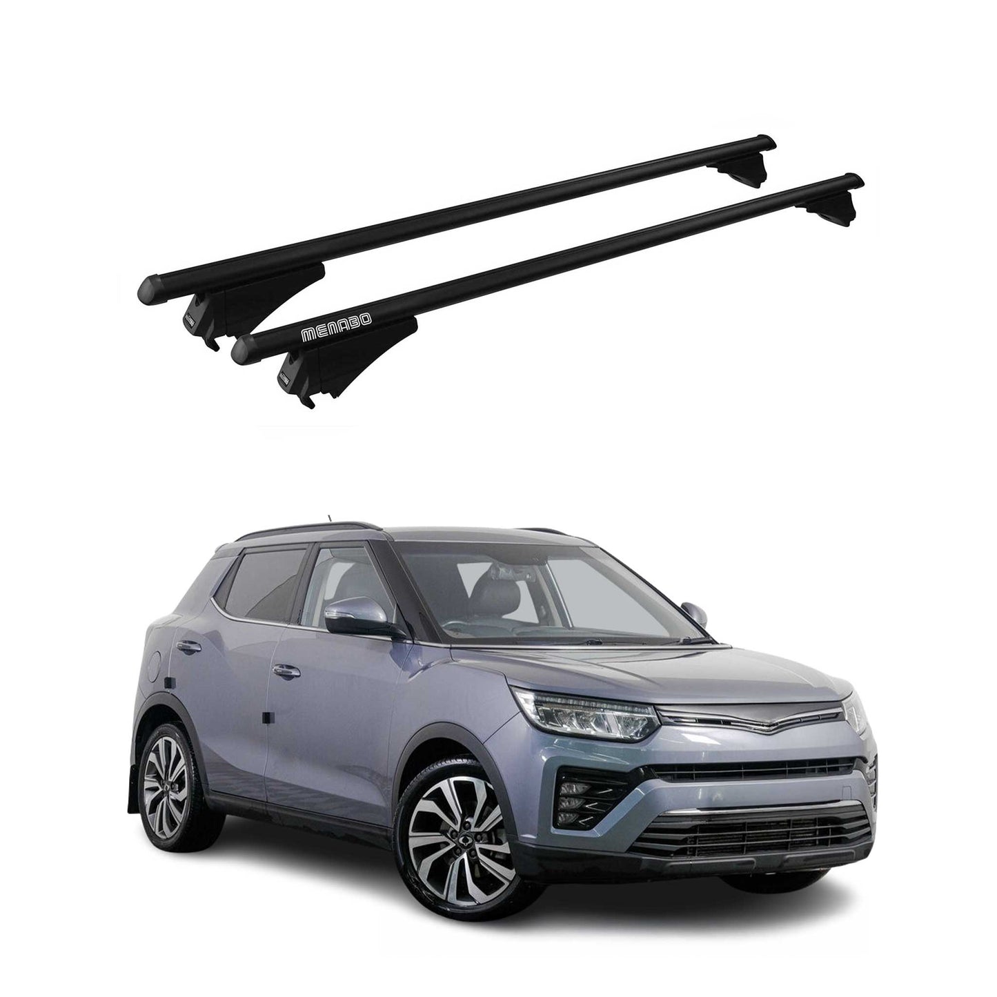 Menabo Dachträger Grundtäger für SsangYong Tivoli 2015-2020 75kg Alu Schwarz 2x OMAC DE