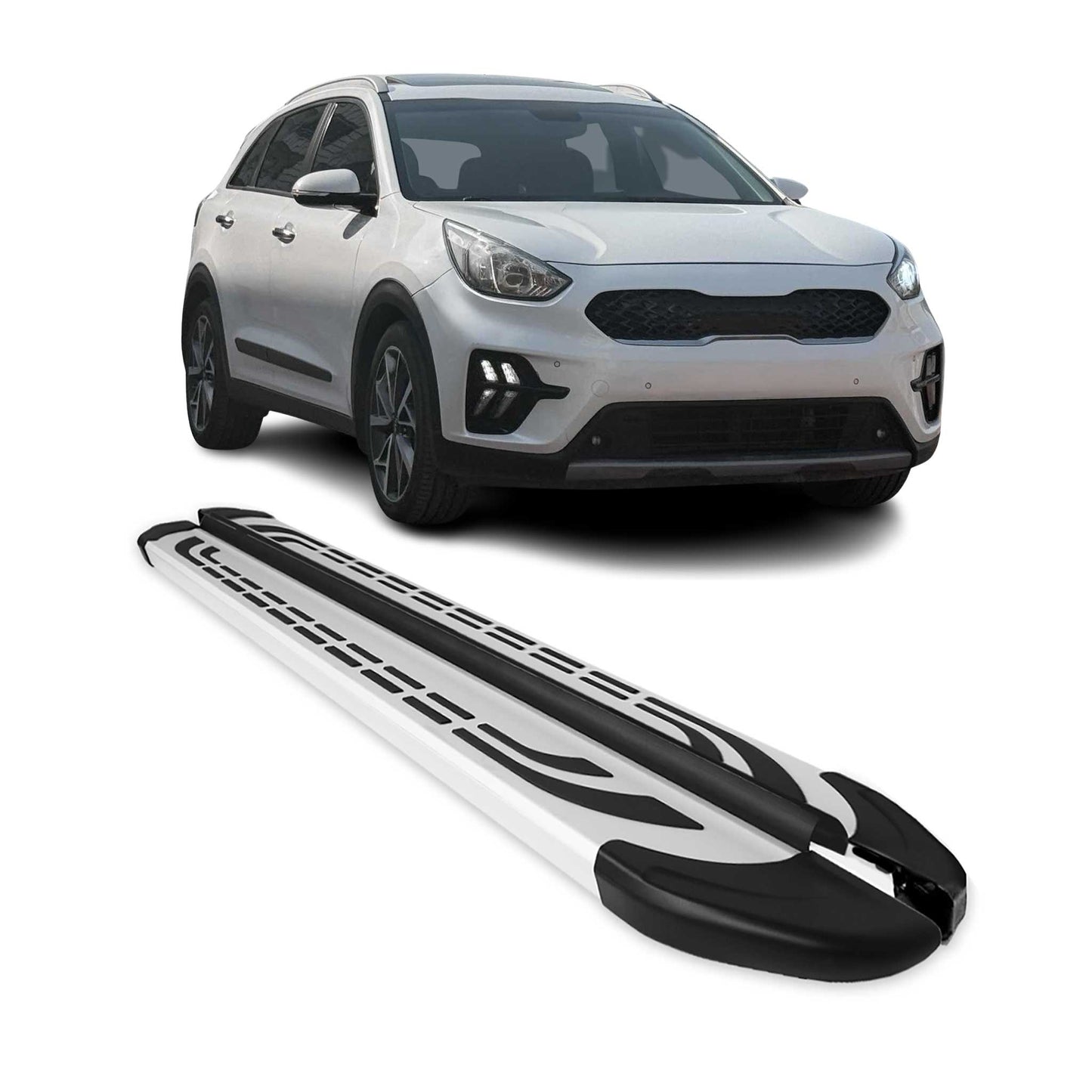 Trittbretter Schweller Seitenbretter für Kia NIRO 2016-2023 Aluminium Silber OMAC DE