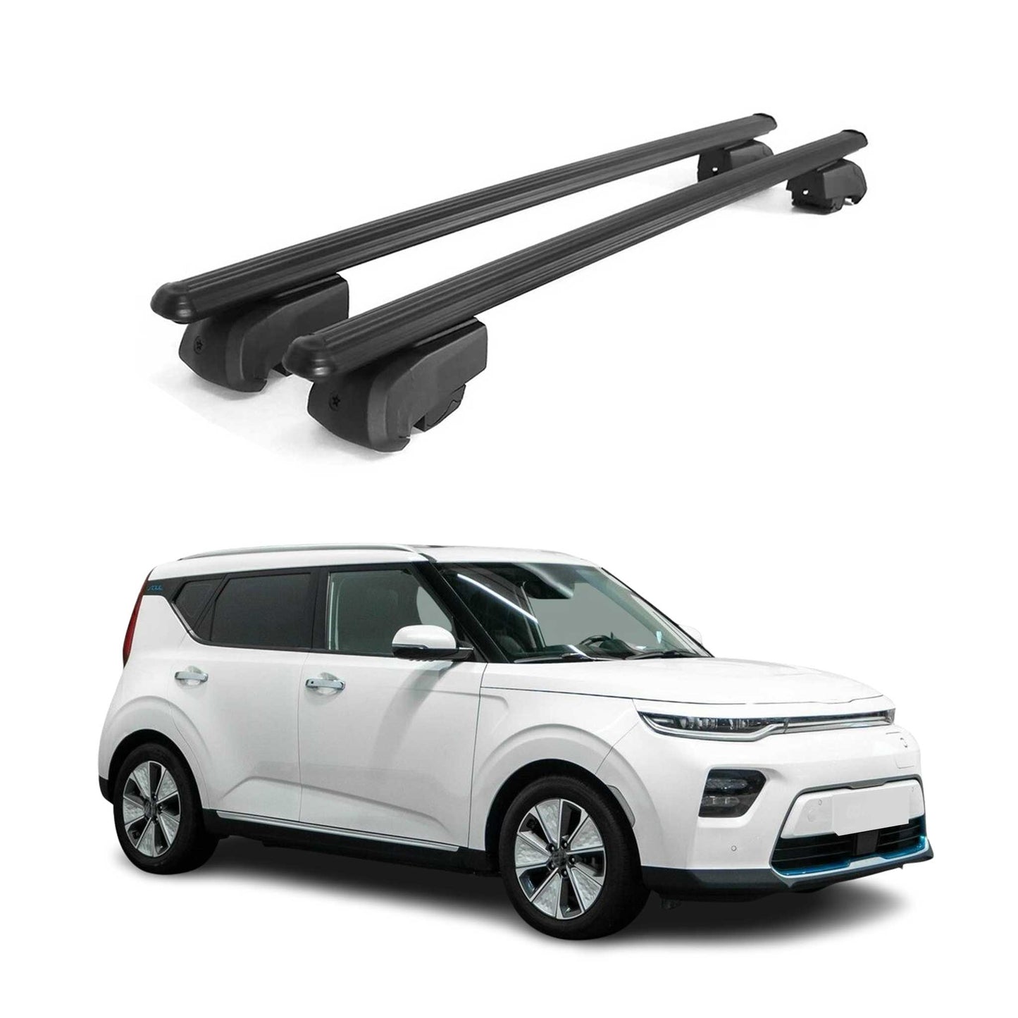Dachträger Grundträger für Kia Soul EV 2020-2023 Aluminium Schwarz ABE 2x OMAC DE