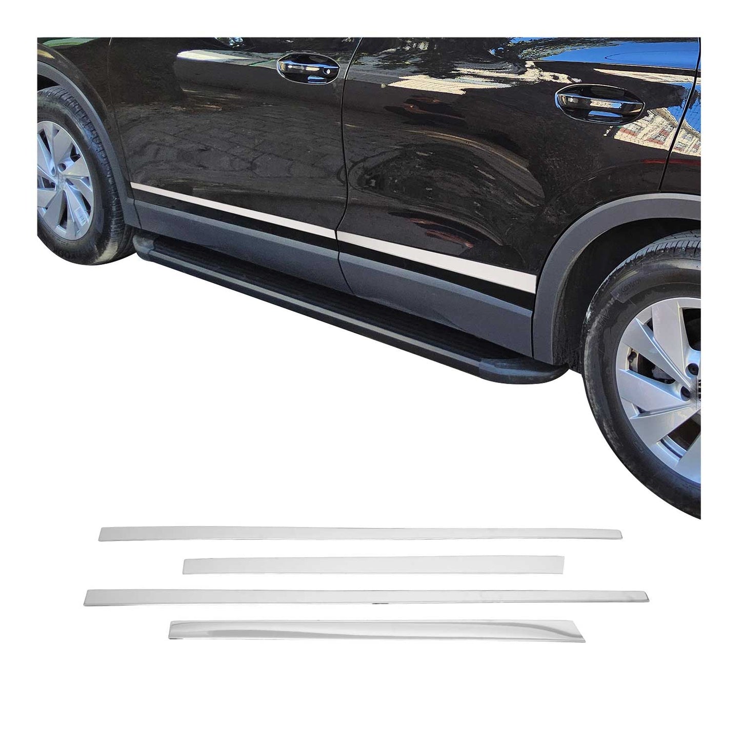 Seitentürleiste Türschutzleiste für VW Tiguan mk3 2024-2025 Edelstahl Chrom 4tlg OMAC DE