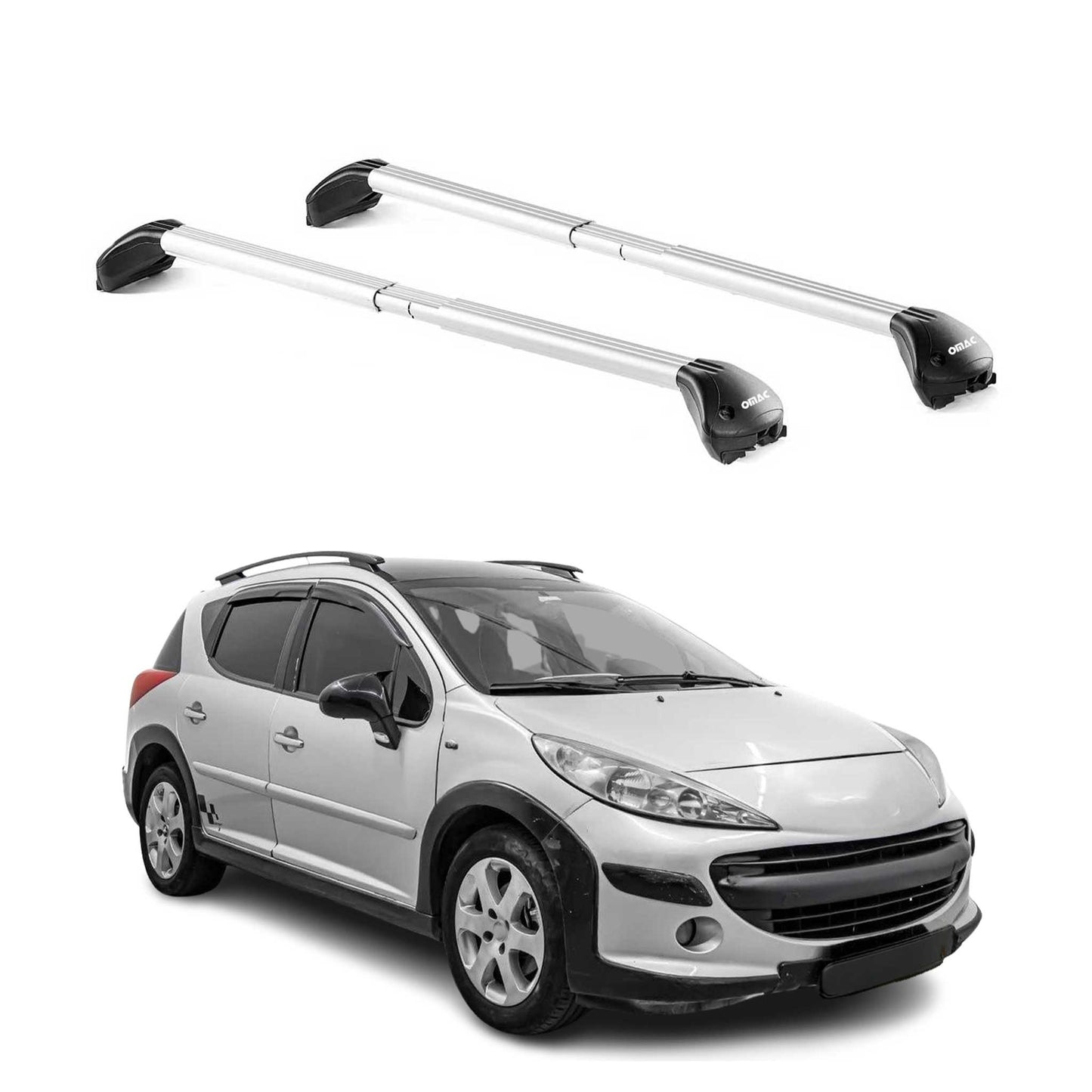 Dachträger Grundtäger für Peugeot 207 Kombi 2007-2012 5 tür 100kg Alu Silber ABE OMAC DE
