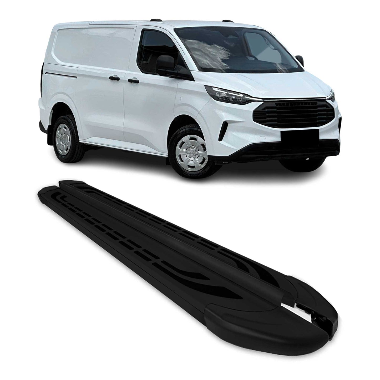 Trittbretter Seitenschweller für Ford Transit Custom 2023-2025 L1 Schwarz 2 tlg