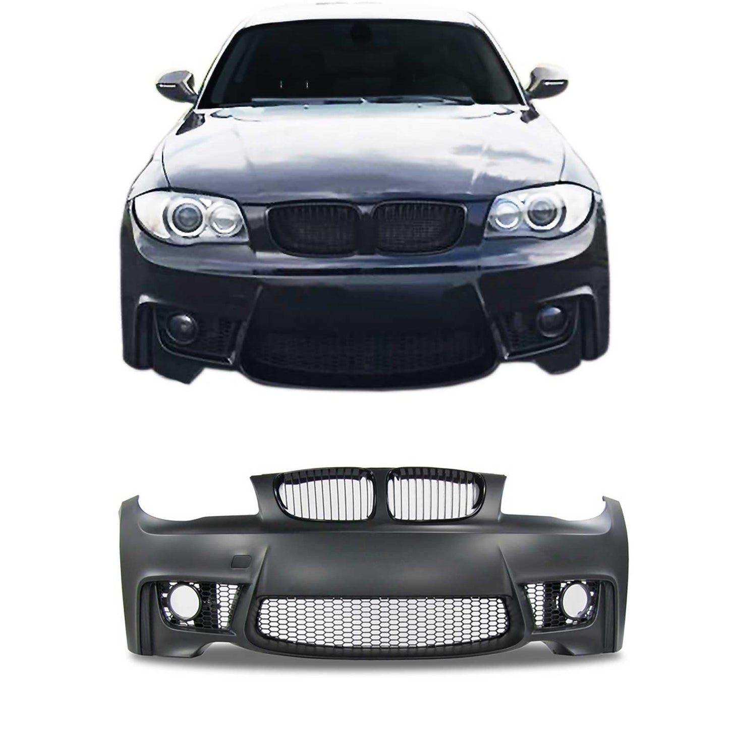 JOM Frontstoßstange für BMW E81/E82/E87/E88 2004-2013 mit Kühlergrill Schwarz OMAC DE