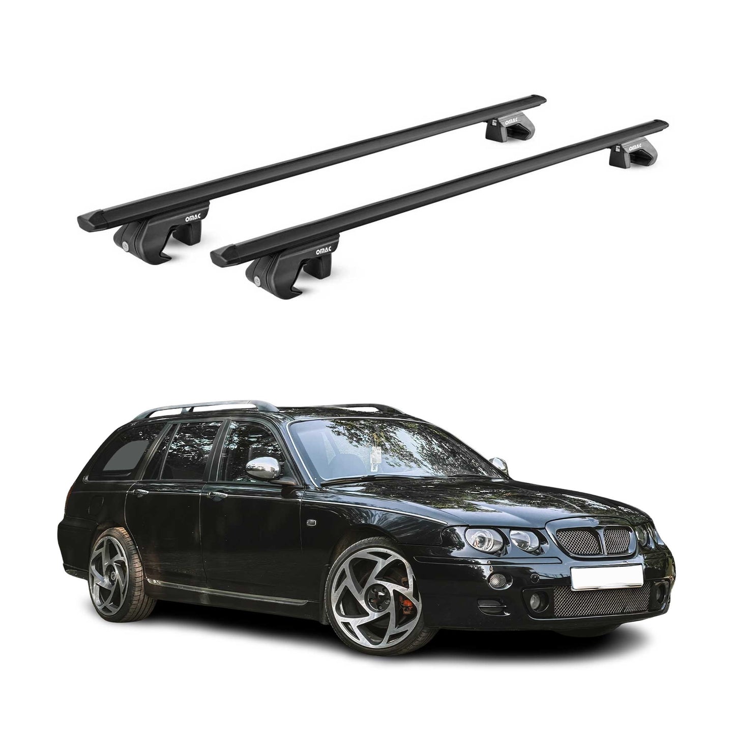 Dachträger Grundtäger für MG ZT-T Kombi 2002-2005 90kg Alu Schwarz 2 tlg ABE OMAC DE