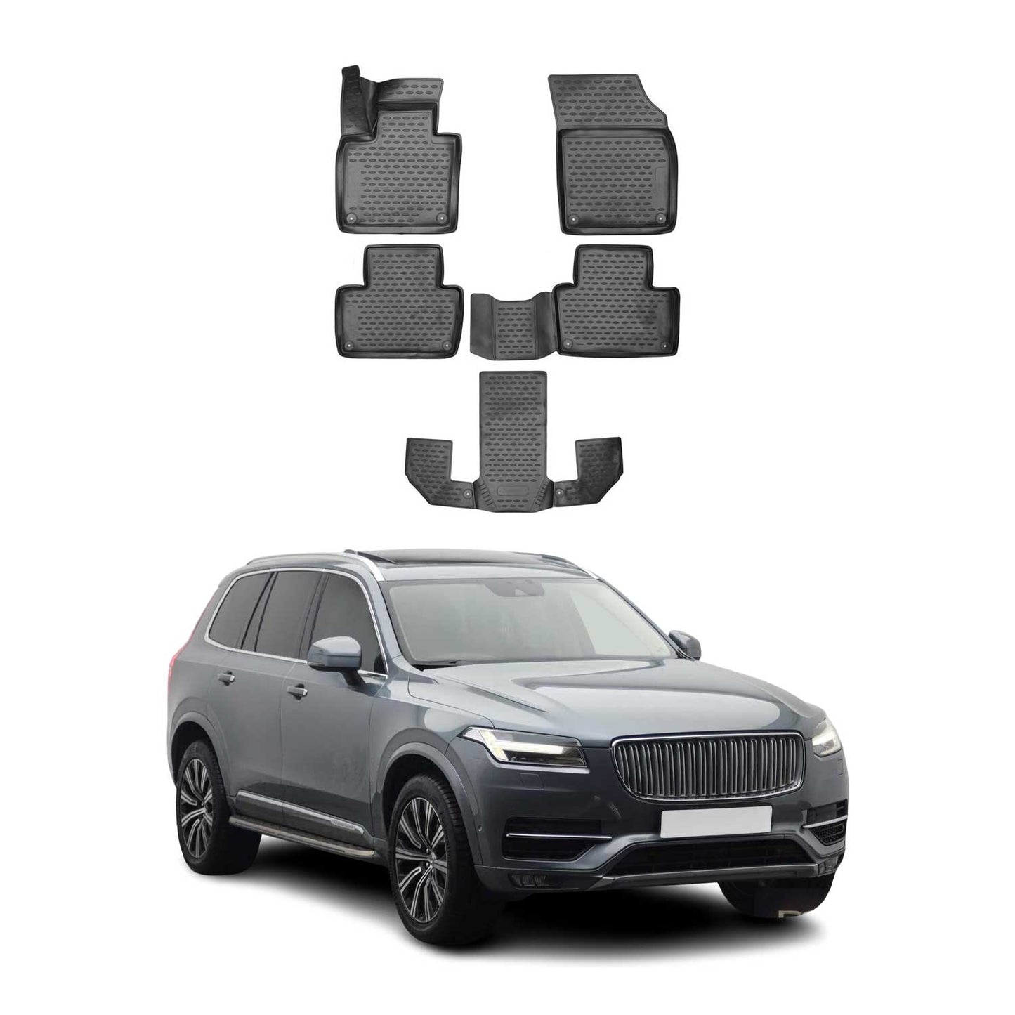 OMAC Fußmatten Gummimatten für Volvo XC90 2019-2025 Automatten Schwarz 4x OMAC DE