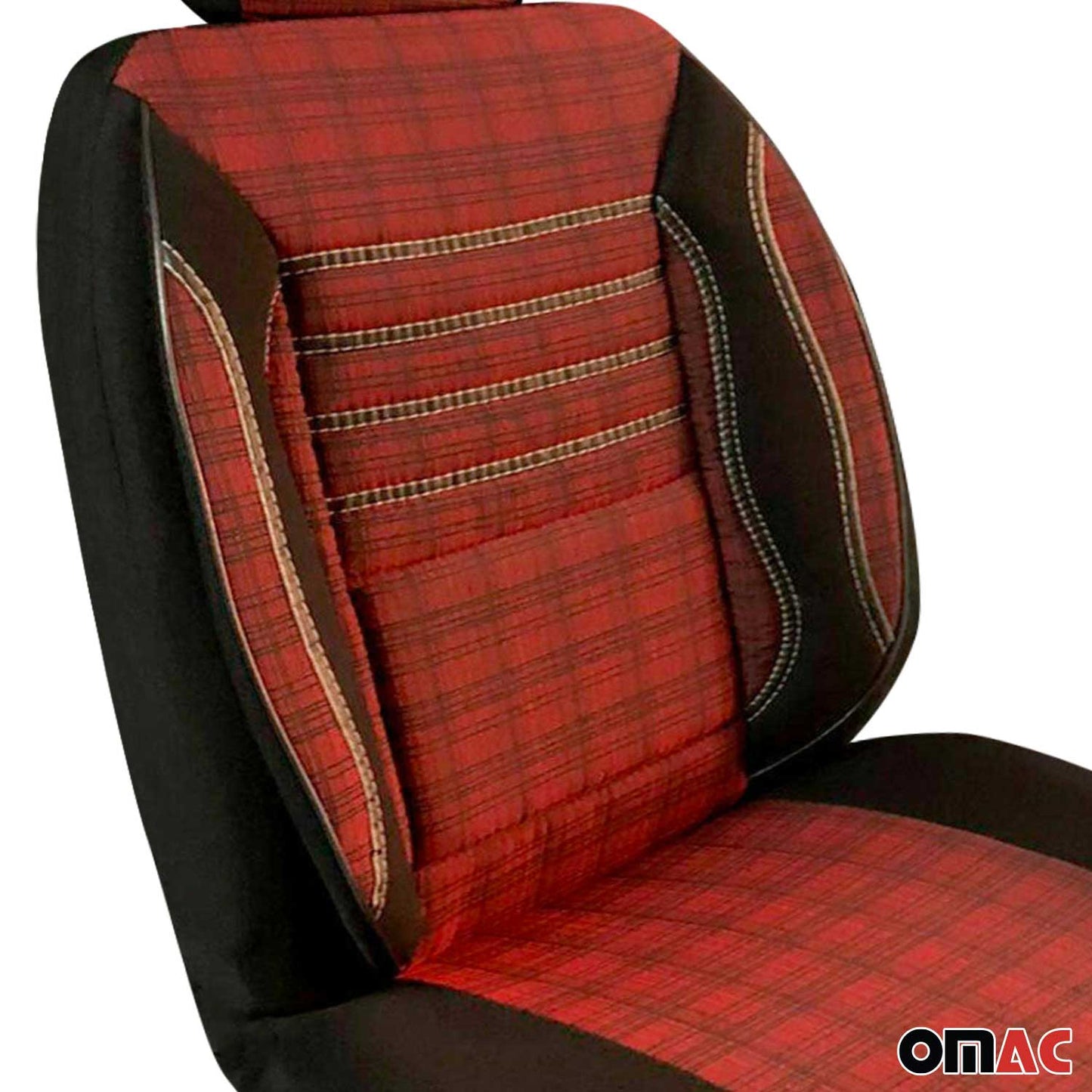 Schonbezüge Sitzschoner Sitzbezüge für VW Caddy 2003-2025 Schwarz Rot 1 Sitz OMAC DE