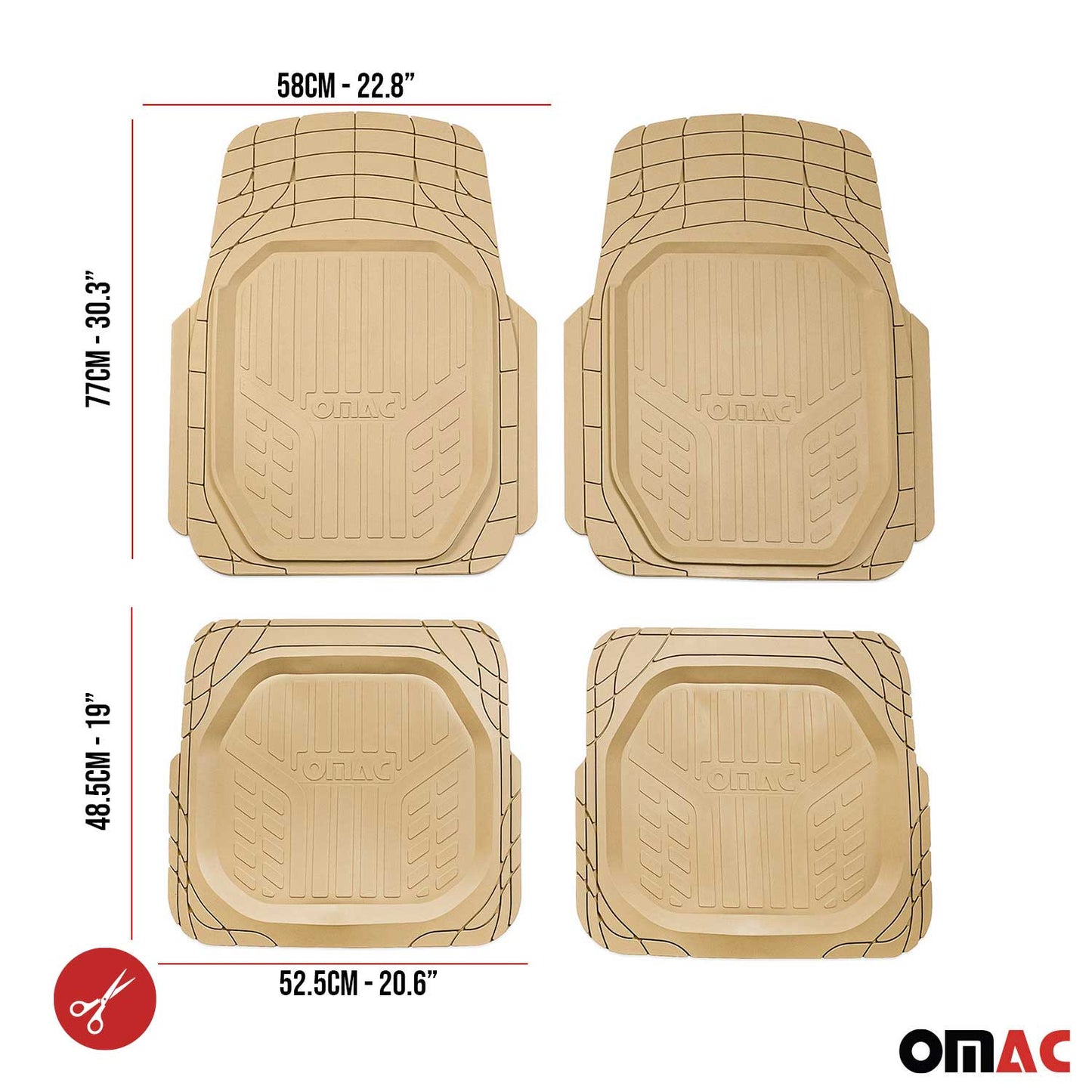 2023-2025 BYD Tang 7Sitze Fußmatten Zuschneidbar Gummi Beige 4 tlg OMAC DE