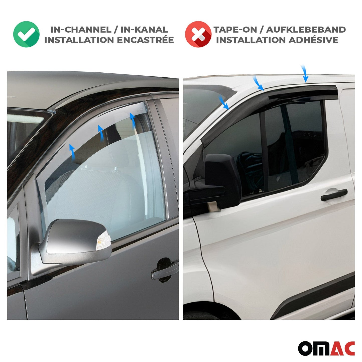 Motorhaube Deflektor Windabweiser Regenabweiser Set für Audi Q7 4L 2006-2015 OMAC DE