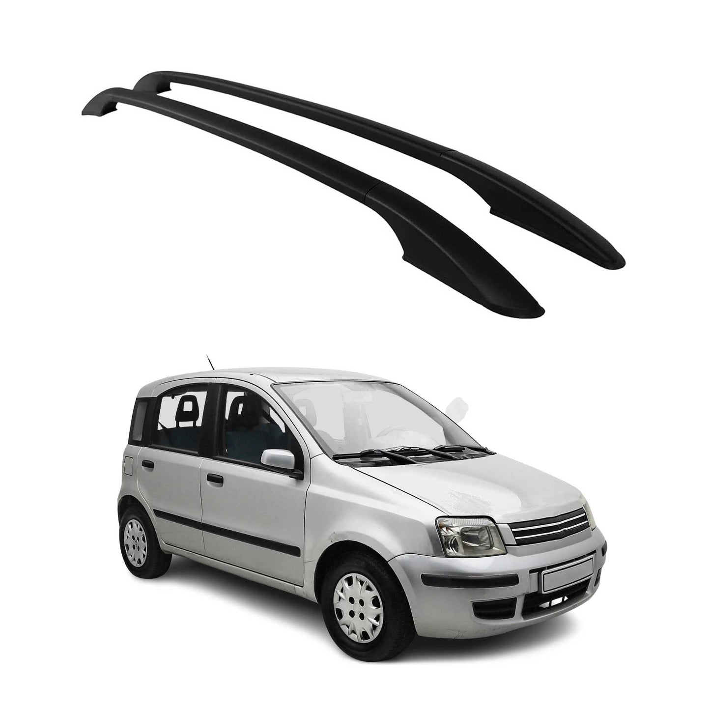 Dachreling Relingträger für Fiat Panda 2003-2012 Aluminium Schwarz 2 tlg OMAC DE