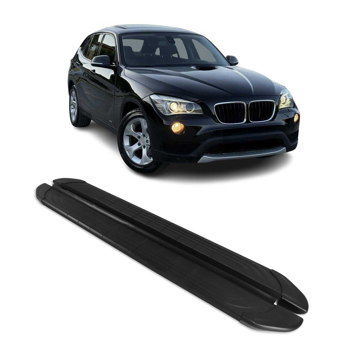 Seitenschweller Trittbretter für BMW X1 2009-2015 Schwarz Aluminium 2 tlg OMAC DE