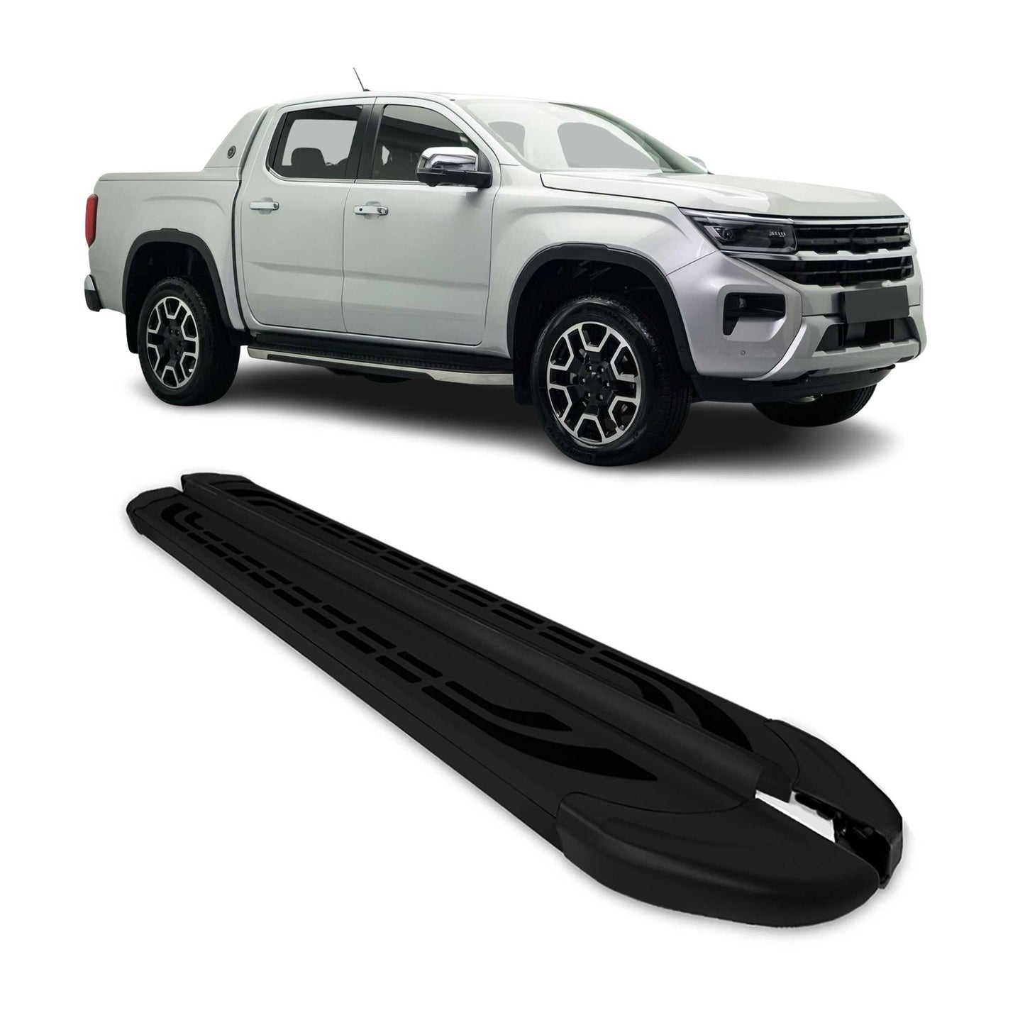 Trittbretter Seitenschweller für VW Amarok DoubleCab 2022-2024 Schwarz Alu 2 tlg