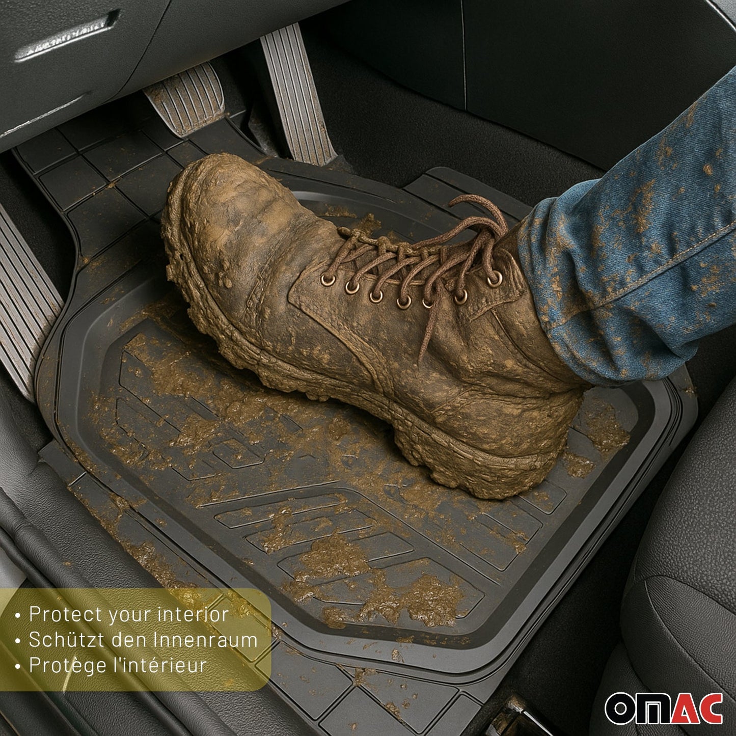 2024-2025 Skoda Elroq Fußmatten Gummimatten 3D Passform Matte Gummi Schwarz 4tlg OMAC DE