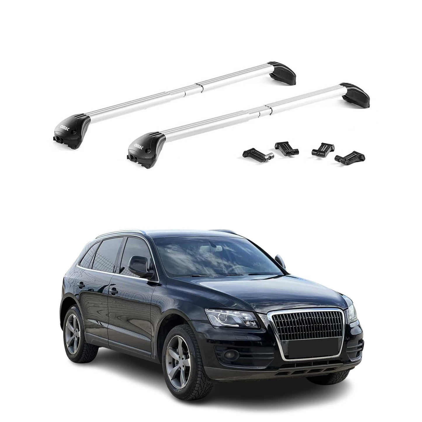 Dachträger Grundtäger für Audi Q5 8R FY 2008-2024 100kg Alu Silber 2 tlg ABE OMAC DE