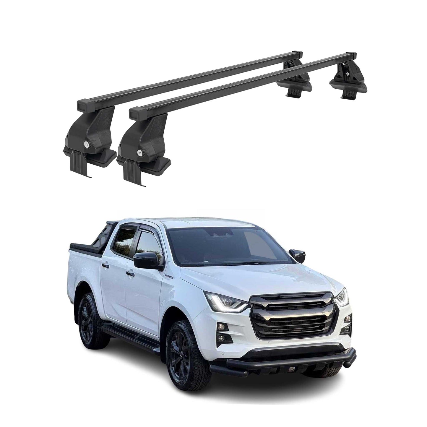 Menabo Dachträger Grundträger für Isuzu D-Max III 2019-2025 Stahl Schwarz 2tlg OMAC DE