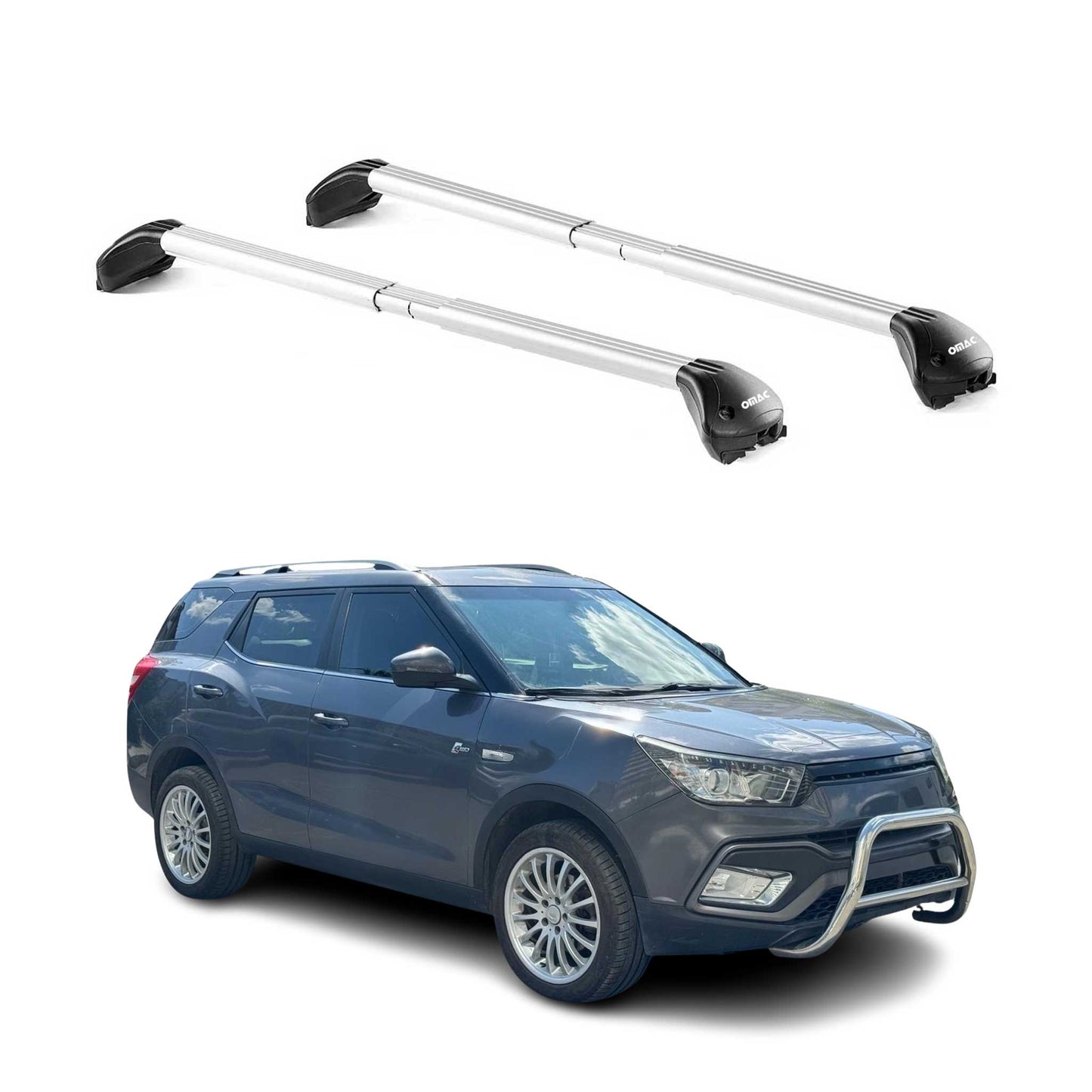 Dachträger Grundtäger für SsangYong XLV 2016-2019 5 tür 100kg Alu Silber 2x ABE OMAC DE