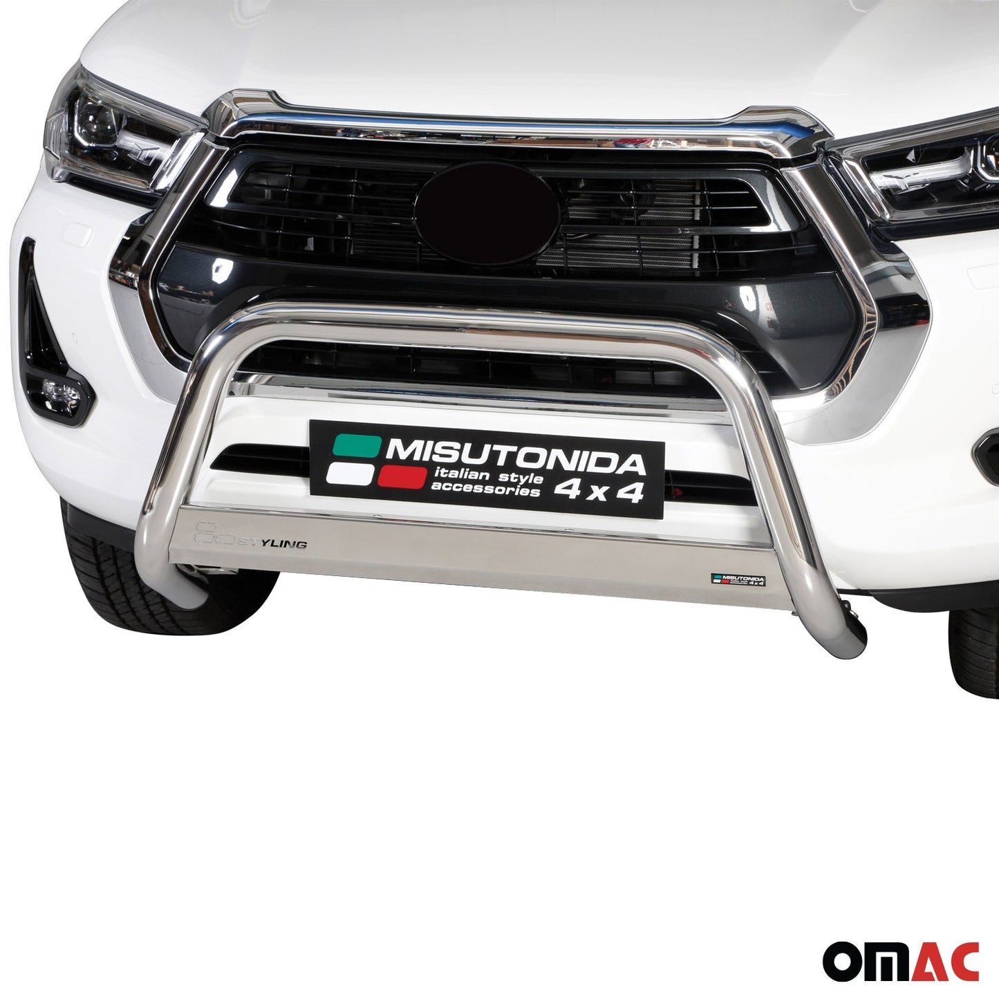 Frontbügel Frontschutzbügel für Toyota Hilux 2021-2025 Silber Schutz ø63mm Stahl OMAC DE