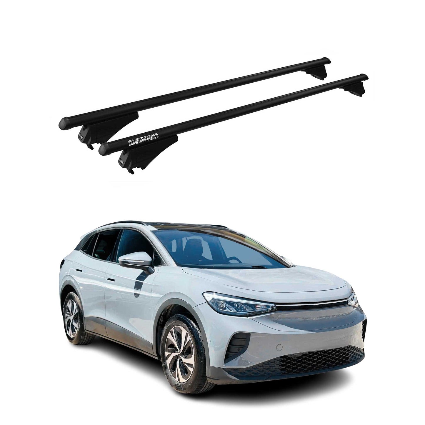 Menabo Dachträger Grundtäger für VW ID.4 2020-2025 75kg Aluminium Schwarz 2 tlg OMAC DE
