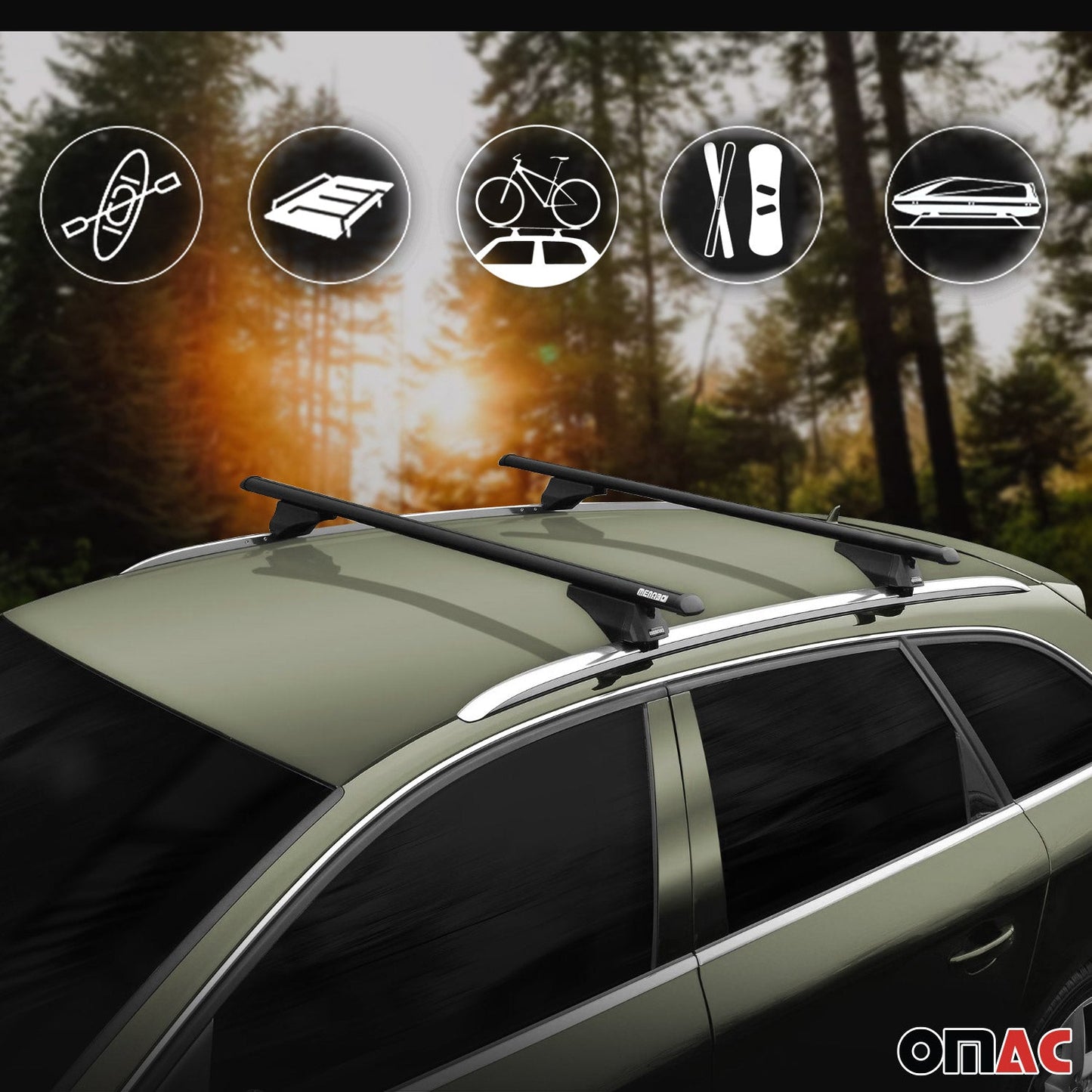 Menabo Dachträger Grundtäger für Toyota Auris mk3 2018-2019 75kg Alu Schwarz 2x OMAC DE
