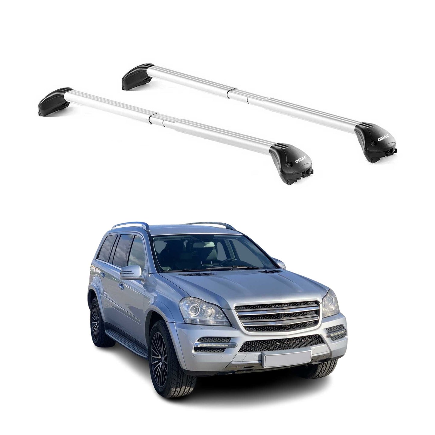 Dachträger Grundtäger für Mercedes GL Klasse X164 2006-2012 100kg Alu Silber ABE OMAC DE