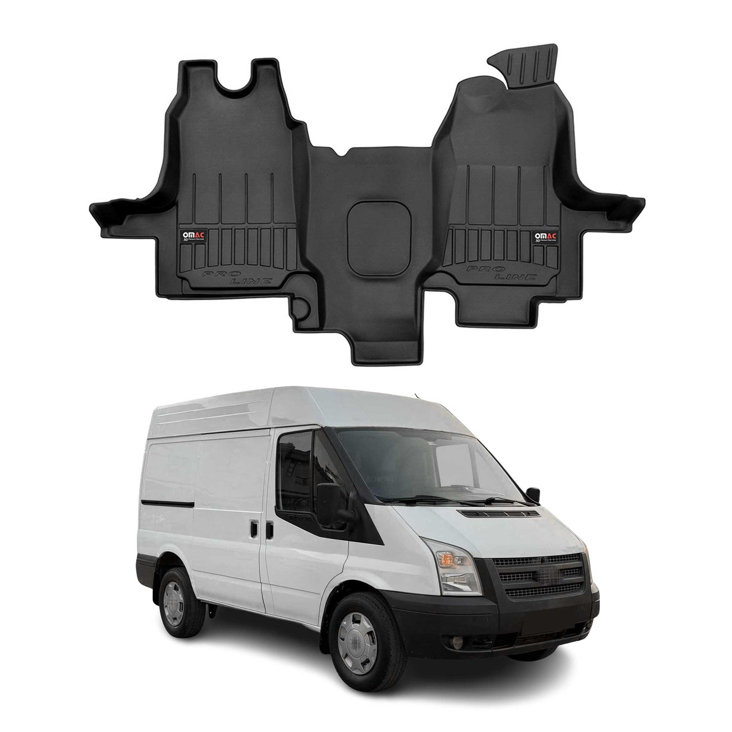 OMAC Gummi Fußmatten für Ford Transit 2000-2013 Premium 3D Automatten Schwarz OMAC DE