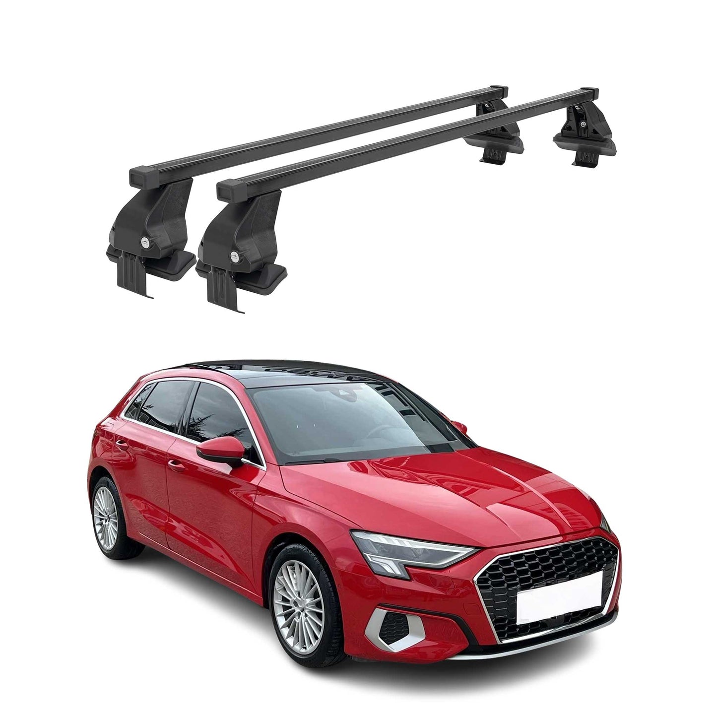 Menabo Dachträger Grundtäger für Audi A3 Sportback 8Y 2020-2025 50kg Schwarz 2x OMAC DE