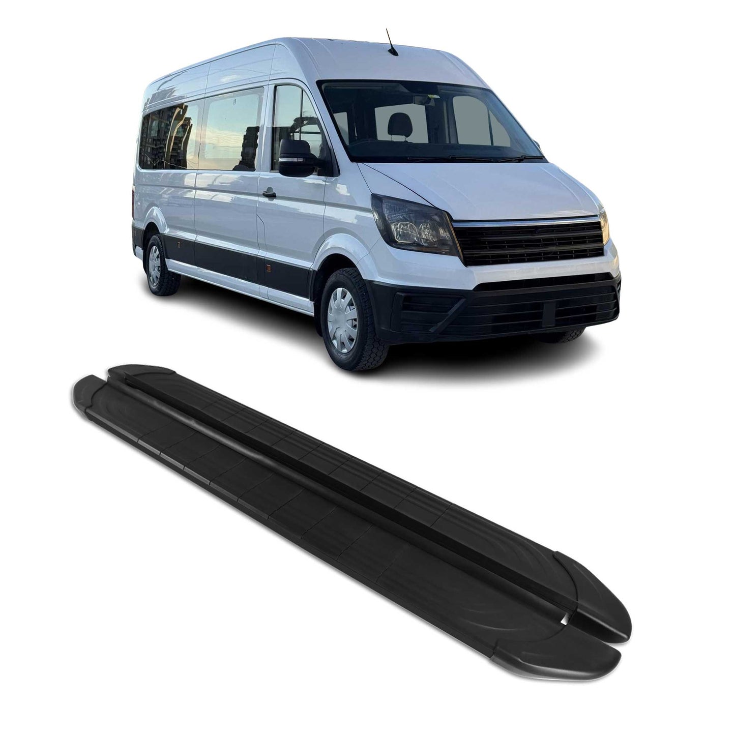 Seitenschweller Trittbretter für VW Crafter 2017-2025 L1 Schwarz Aluminium 2 tlg OMAC DE