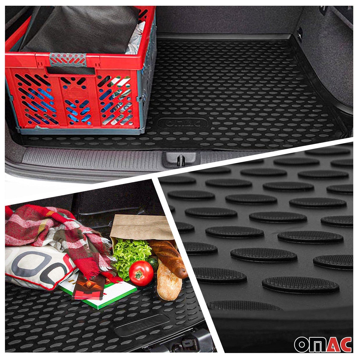 Fußmatten & Kofferraumwanne Set für Honda Jazz 2007-2015 Gummi TPE Schwarz 5x OMAC DE